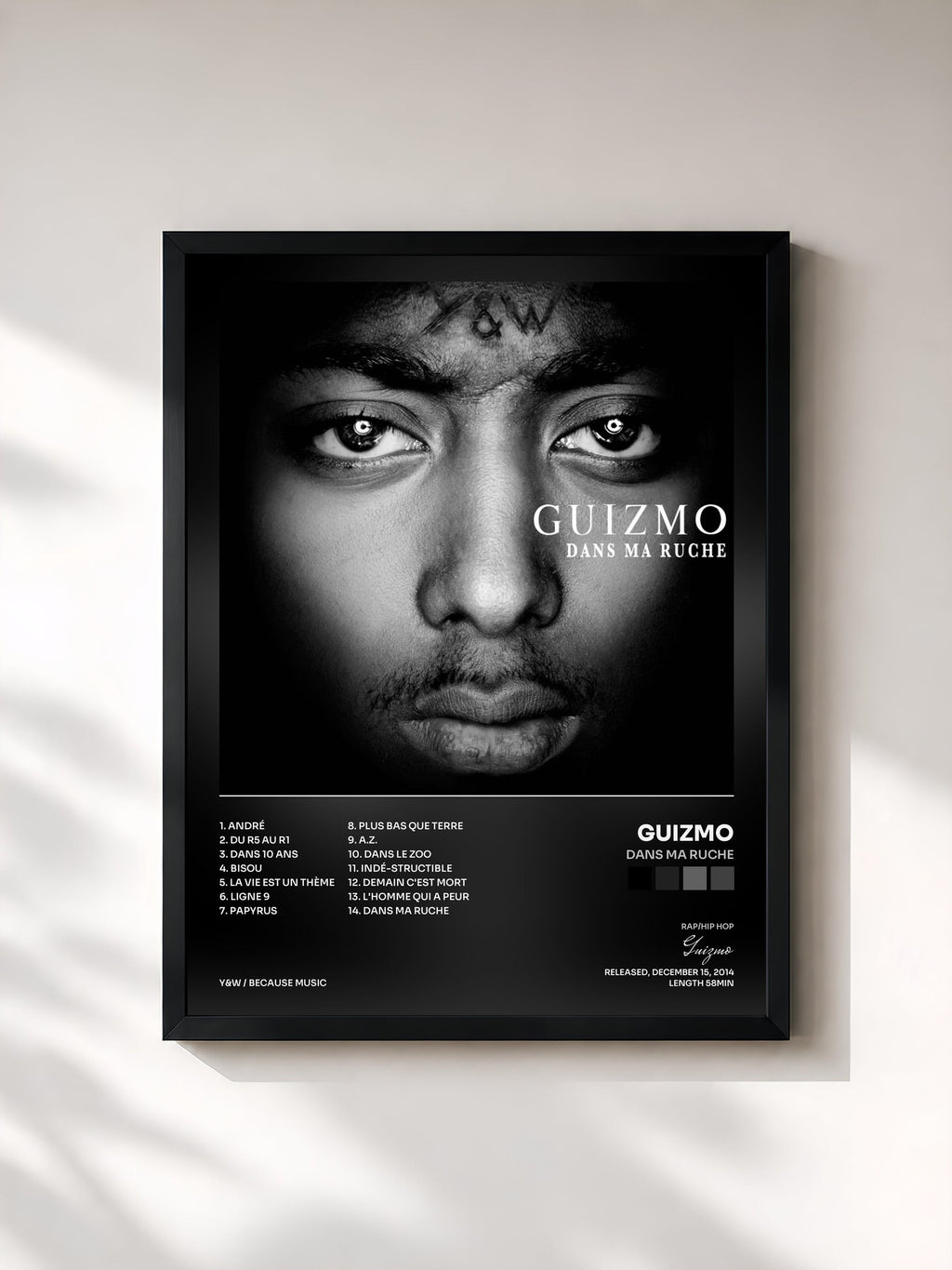 #noir Dans ma ruche de Guizmo en lámina enmarcada, marco negro, impresa y enmarcada en Francia