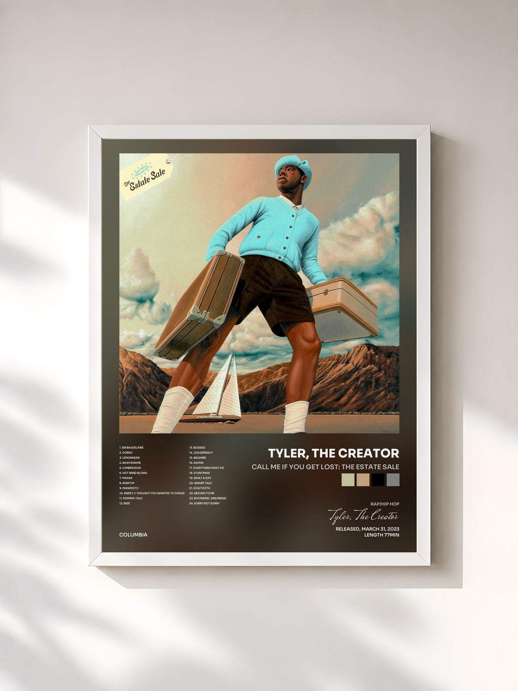 #blanc CALL ME IF YOU GET LOST: The Estate Sale by Tyler, The Creator as a framed art print, white frame, printed and framed in France