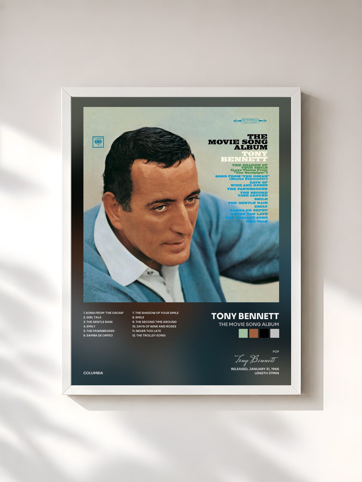 #blanc The Movie Song Album di Tony Bennett in stampa incorniciata, cornice bianca, stampata e incorniciata in Francia