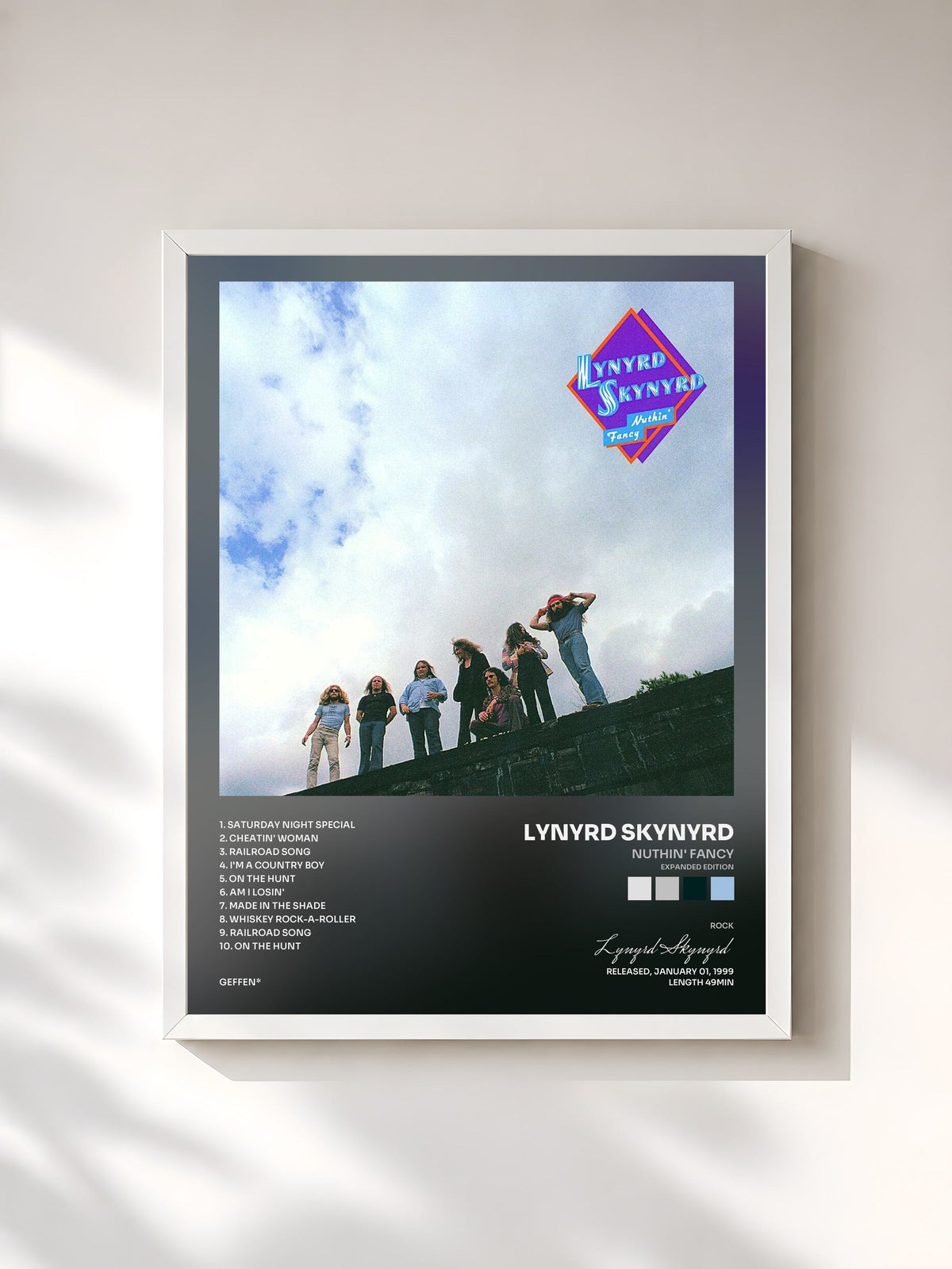 #blanc Nuthin' Fancy (Expanded Edition) de Lynyrd Skynyrd en lámina enmarcada, marco blanco, impresa y enmarcada en Francia