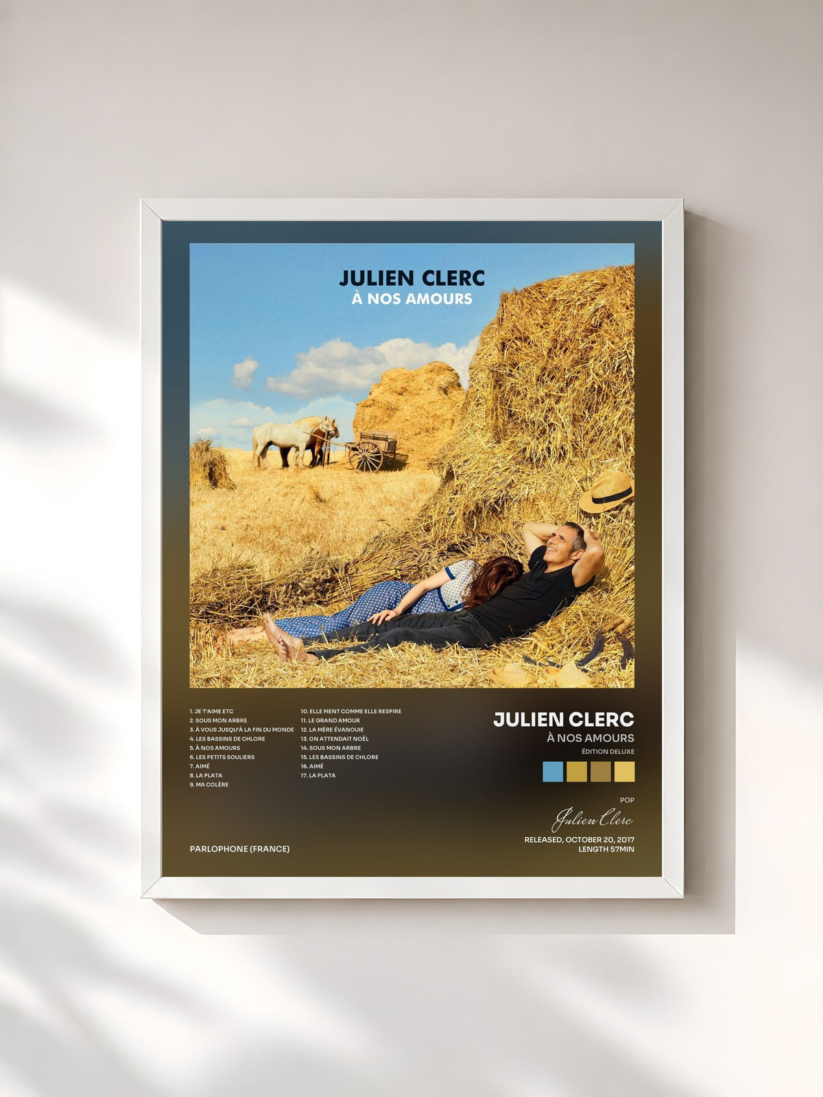 #blanc À nos amours (Édition Deluxe) von Julien Clerc als gerahmter Kunstdruck, weißer Rahmen, gedruckt und gerahmt in Frankreich