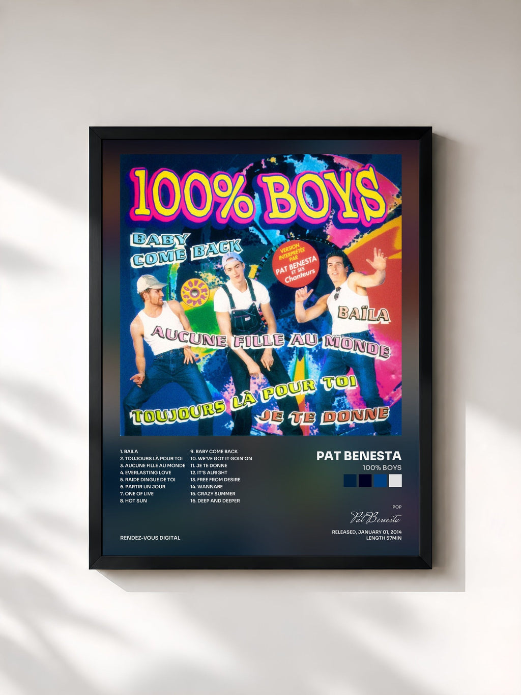 #noir 100% Boys di Pat Benesta in stampa incorniciata, cornice nera, stampata e incorniciata in Francia
