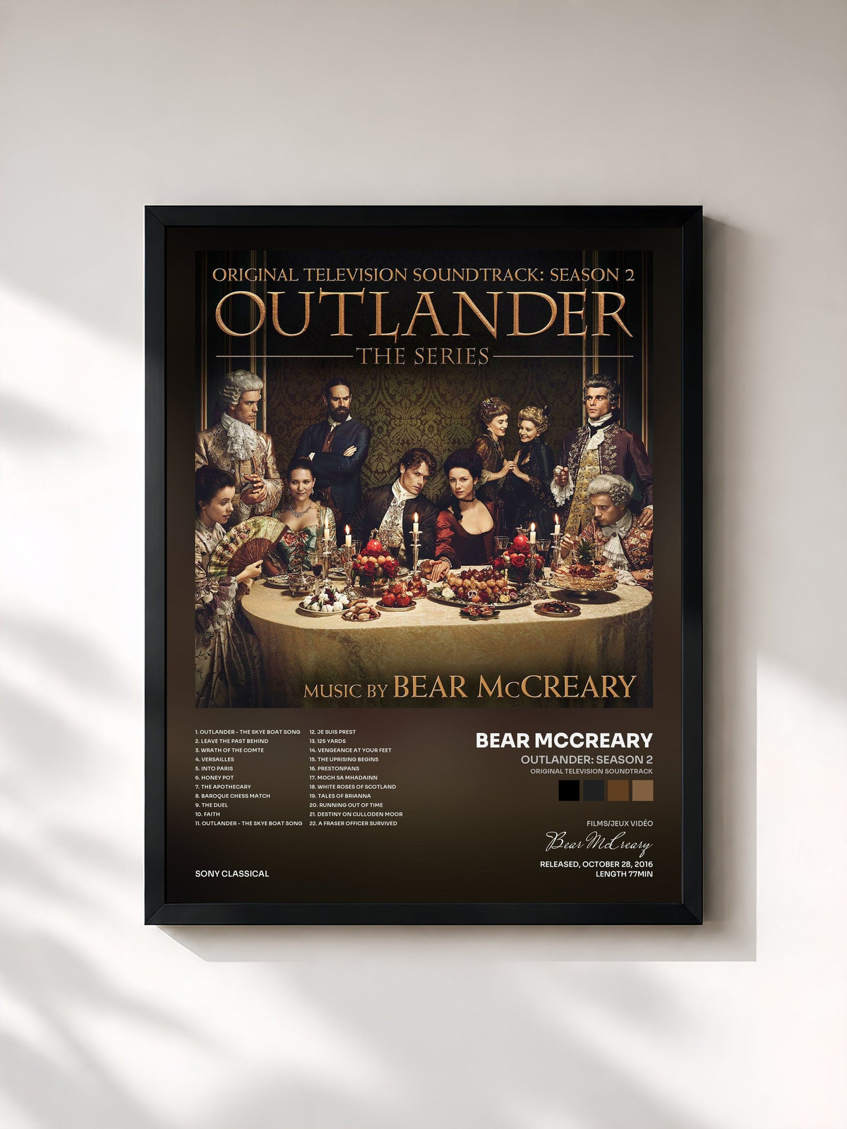 #noir Tableau de l'album Outlander: Season 2 (Original Television Soundtrack) de Bear McCreary, cadre noir, imprimé et encadré en France