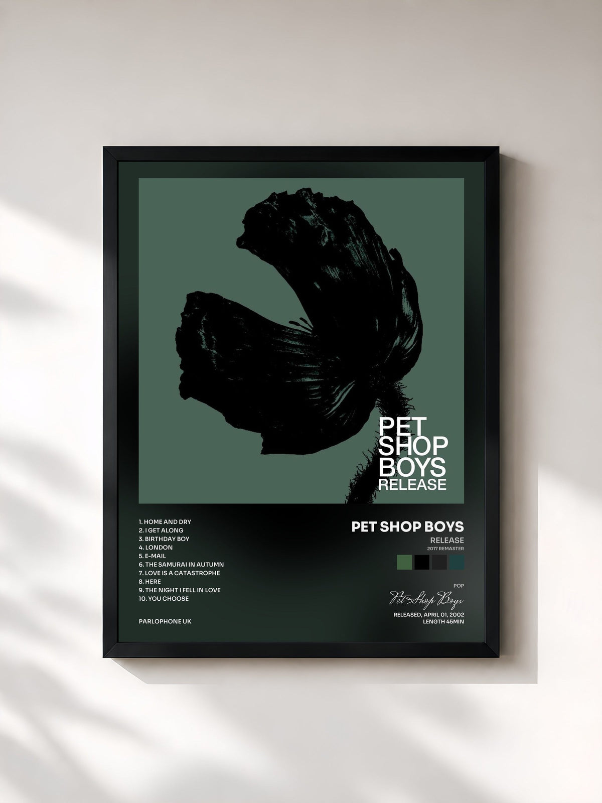 #noir Tableau de l'album Release (2017 Remaster) de Pet Shop Boys, cadre noir, imprimé et encadré en France