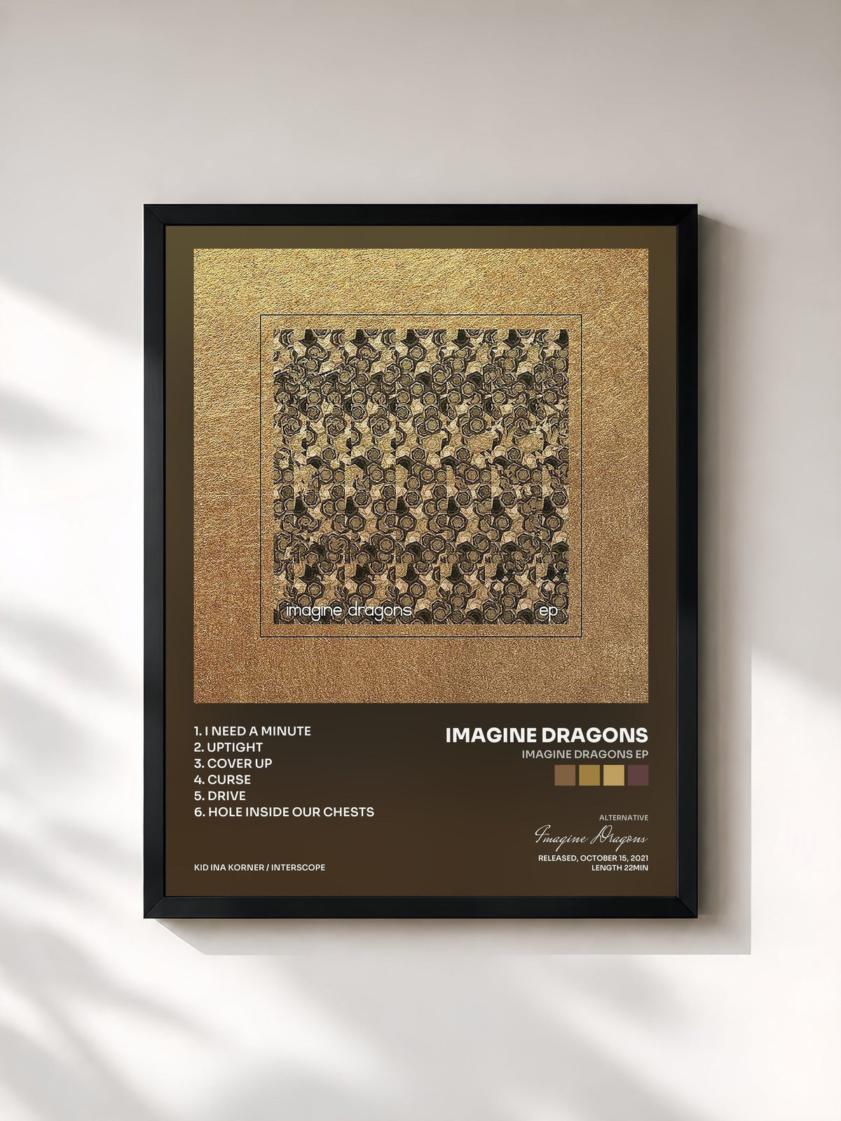 #noir Tableau de l'album Imagine Dragons EP de Imagine Dragons, cadre noir, imprimé et encadré en France
