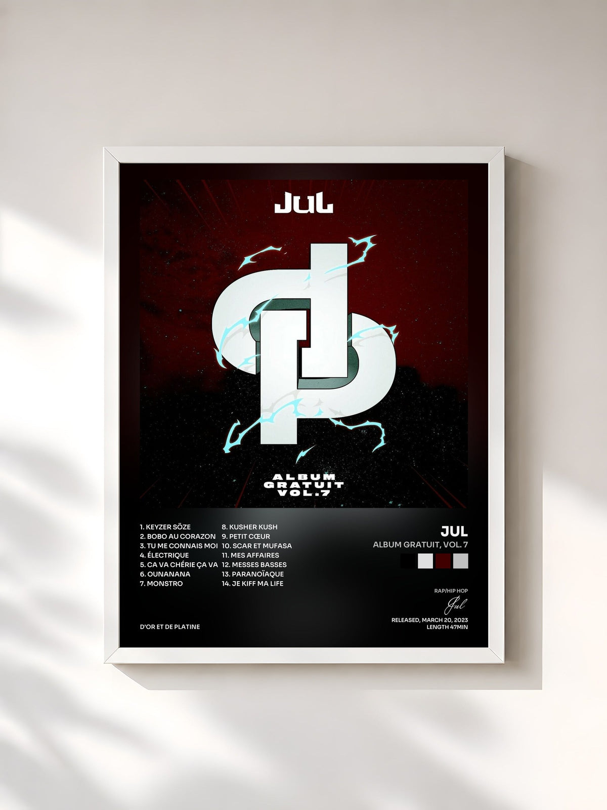 #blanc Tableau de l'album Album gratuit, vol. 7 de Jul, cadre blanc, imprimé et encadré en France
