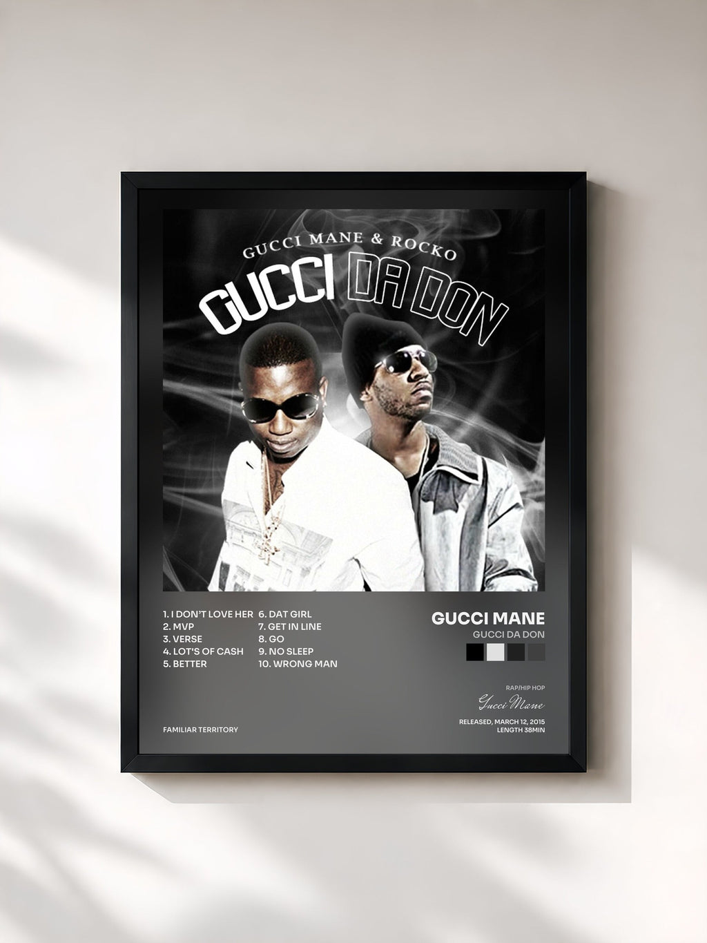 #noir Tableau de l'album Gucci Da Don de Gucci Mane, cadre noir, imprimé et encadré en France