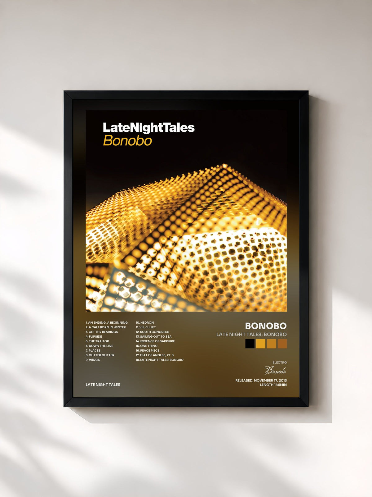 #noir Tableau de l'album Late Night Tales: Bonobo de Bonobo, cadre noir, imprimé et encadré en France