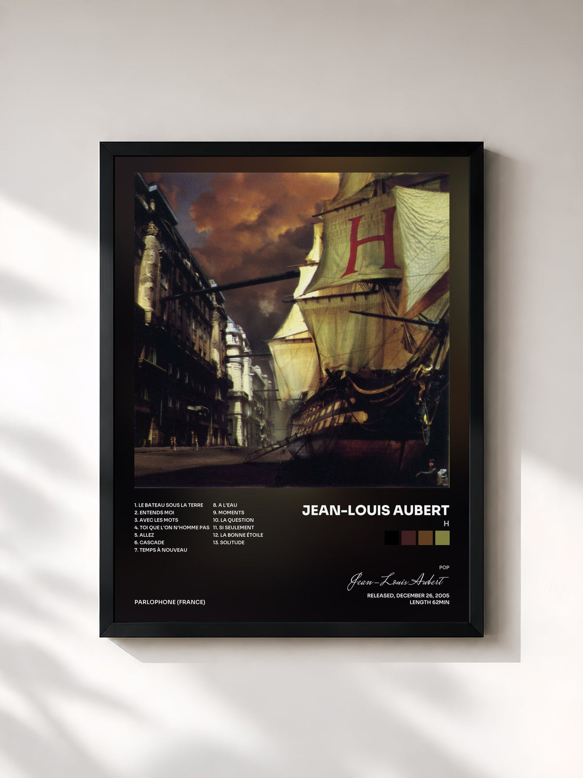 #noir H by Jean-Louis Aubert as a framed art print, black frame, printed and framed in France