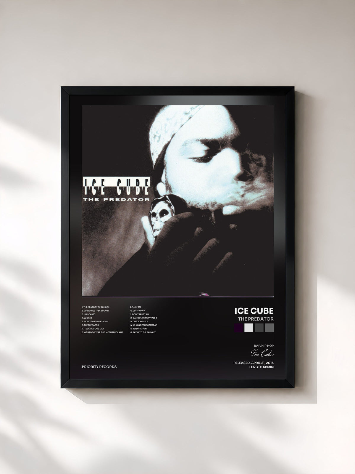 #noir Tableau de l'album The Predator de Ice Cube, cadre noir, imprimé et encadré en France