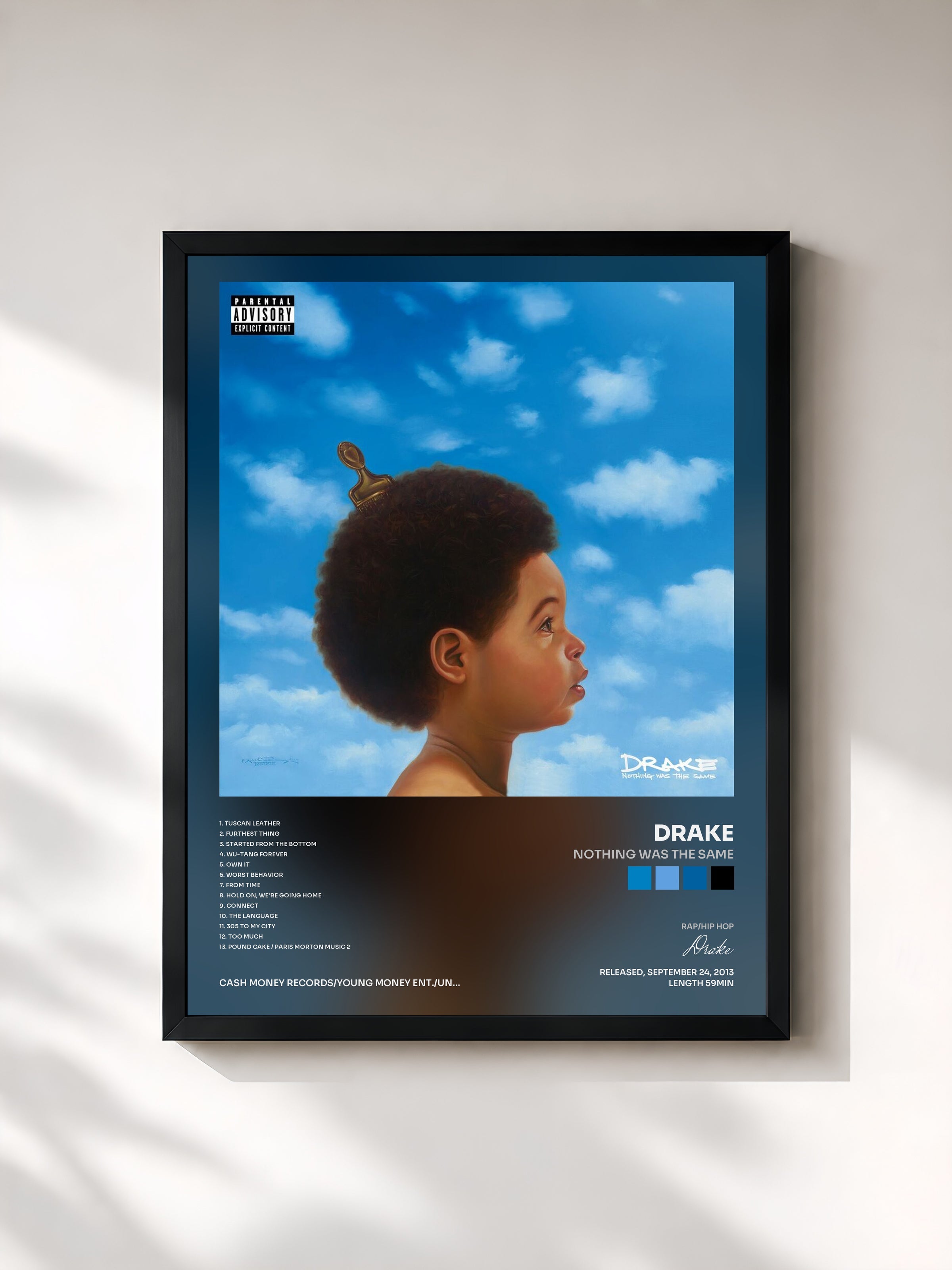 #noir Nothing Was The Same by Drake as a framed art print, black frame, printed and framed in France