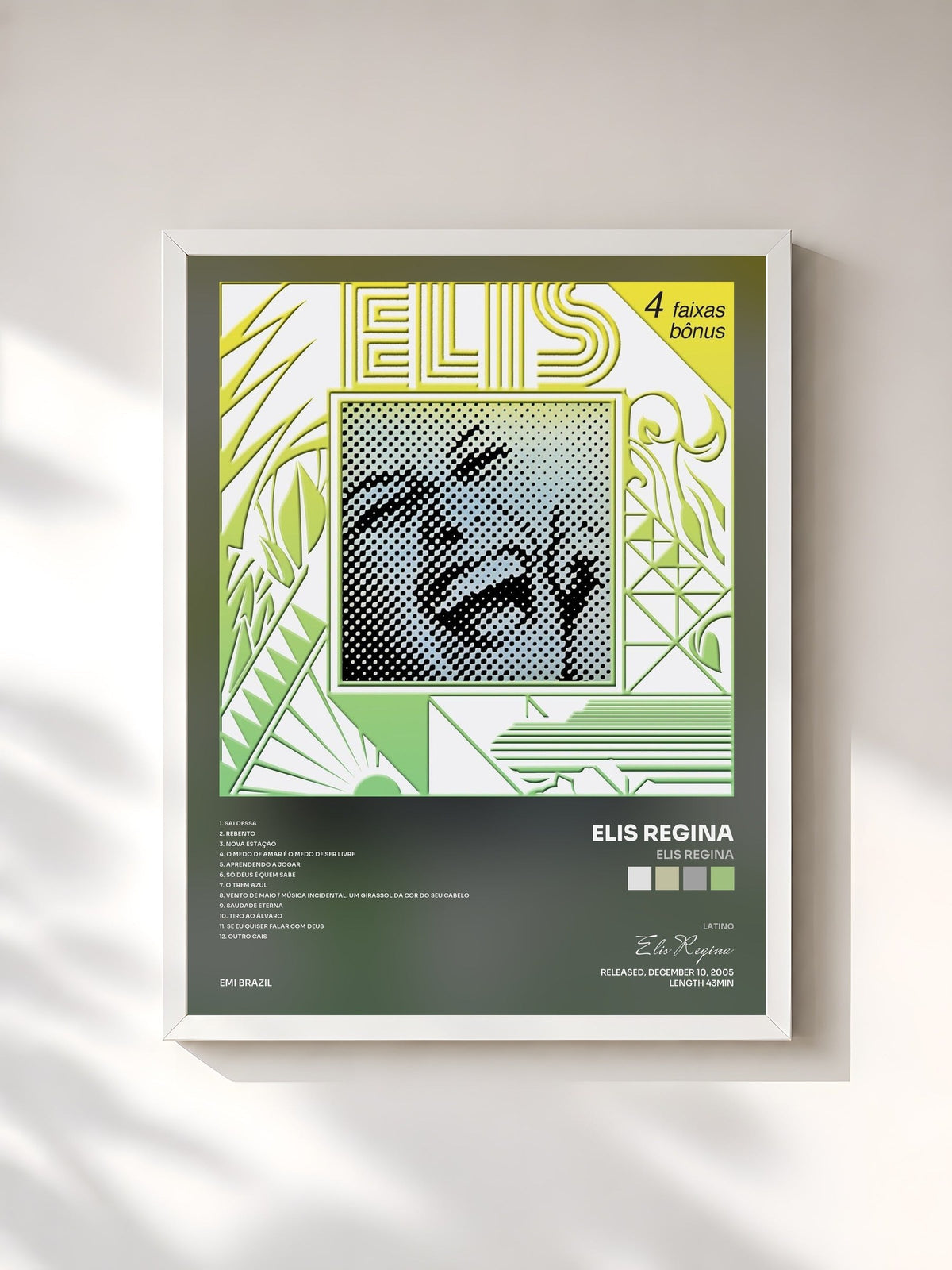 #blanc Tableau de l'album Elis Regina de Elis Regina, cadre blanc, imprimé et encadré en France