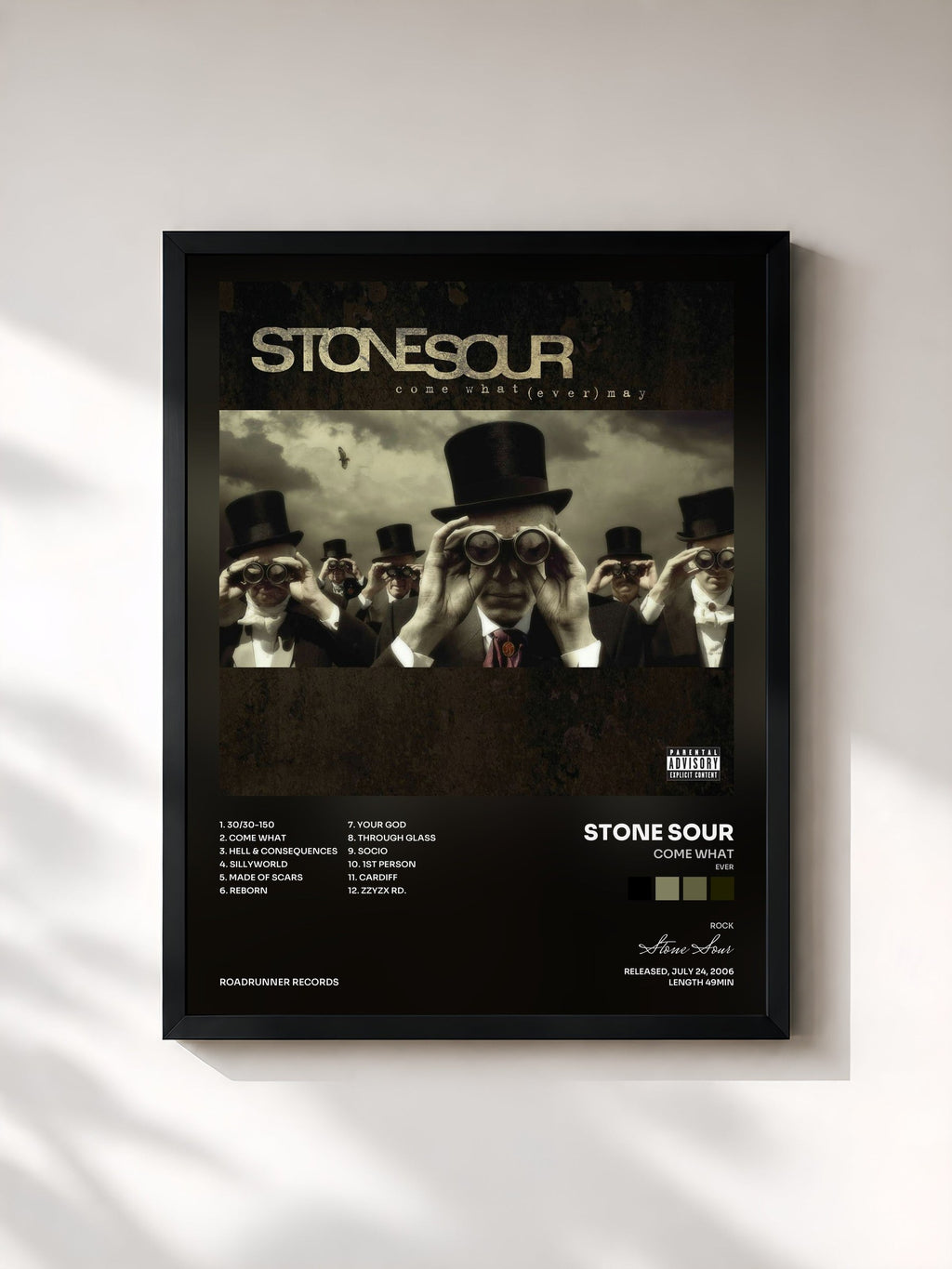 #noir Come What(ever) May by Stone Sour as a framed art print, black frame, printed and framed in France