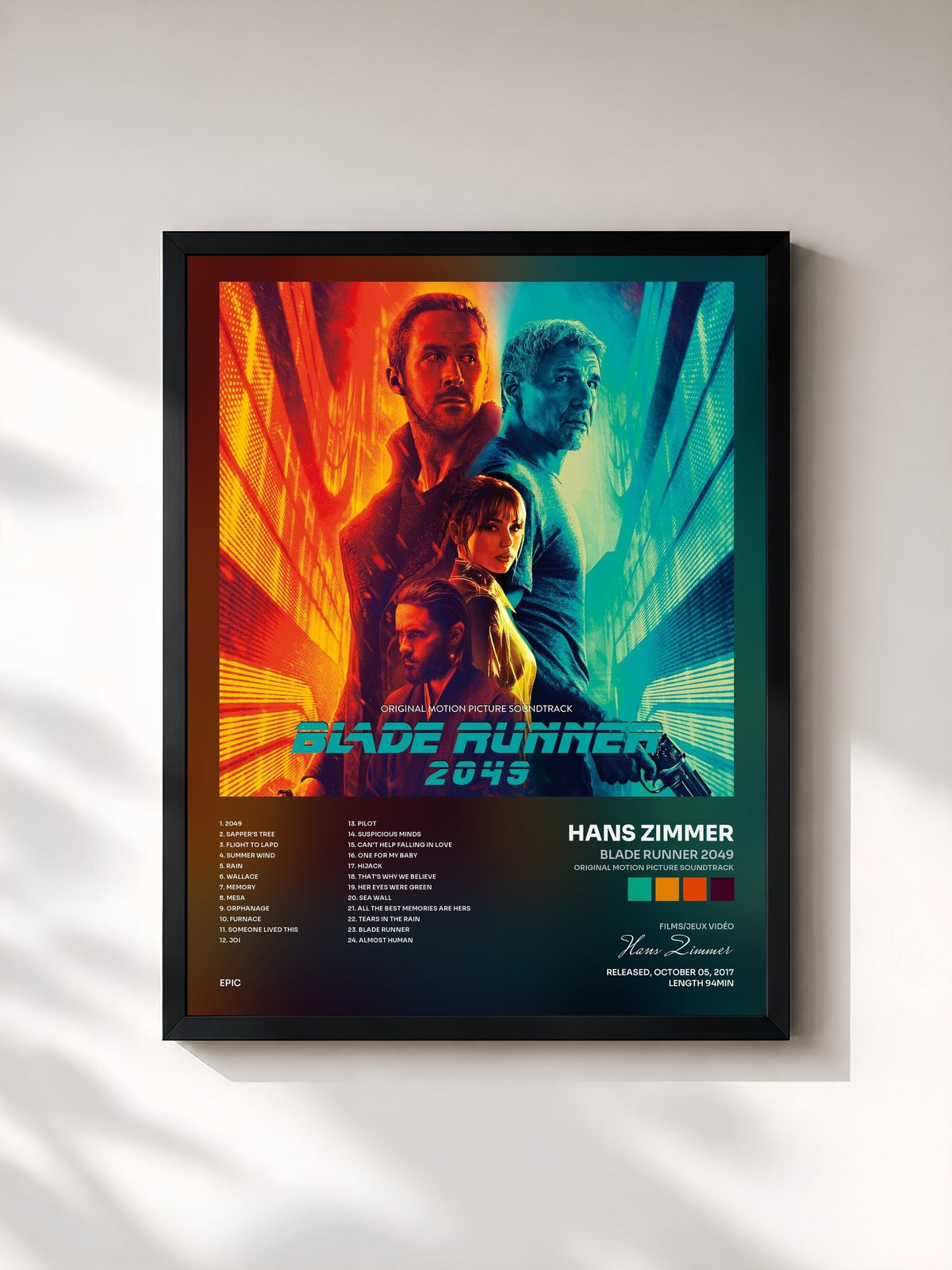#noir Tableau de l'album Blade Runner 2049 (Original Motion Picture Soundtrack) de Hans Zimmer, cadre noir, imprimé et encadré en France