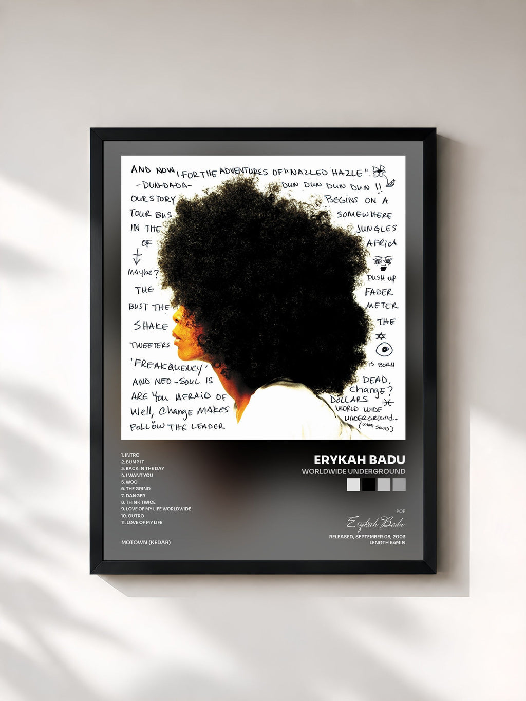 #noir Worldwide Underground von Erykah Badu als gerahmter Kunstdruck, schwarzer Rahmen, gedruckt und gerahmt in Frankreich