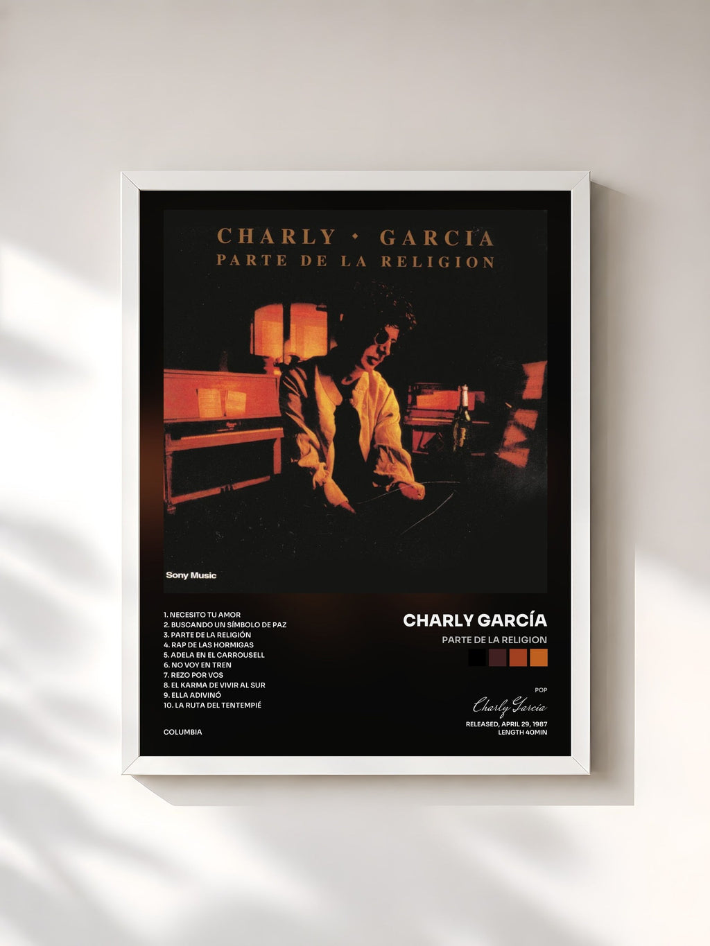 #blanc Parte De La Religion di Charly García in stampa incorniciata, cornice bianca, stampata e incorniciata in Francia