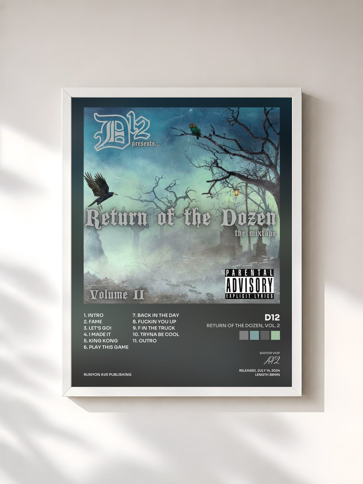 #blanc Tableau de l'album Return of the Dozen, Vol. 2 de D12, cadre blanc, imprimé et encadré en France