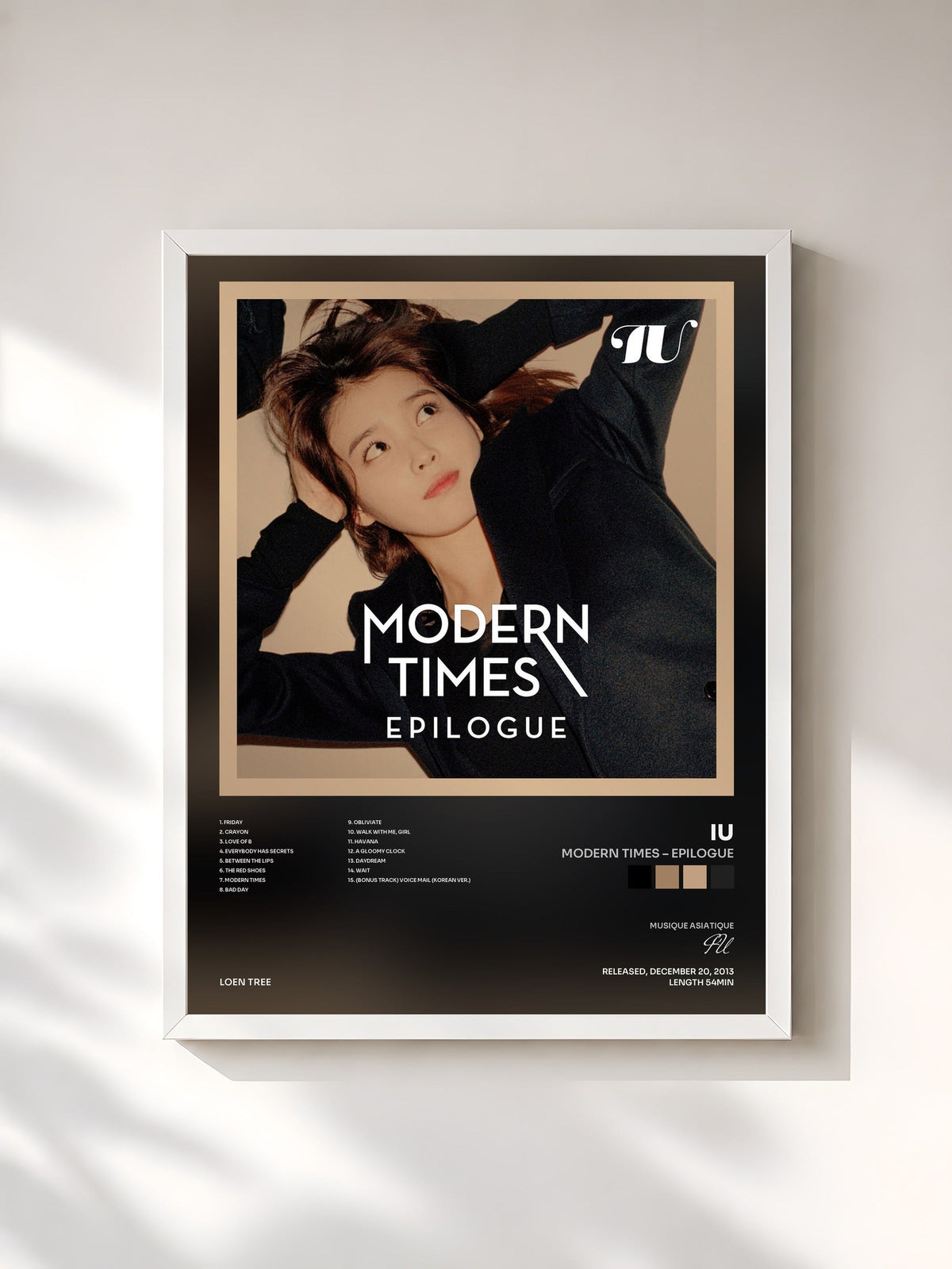 #blanc Tableau de l'album Modern Times – Epilogue de IU, cadre blanc, imprimé et encadré en France