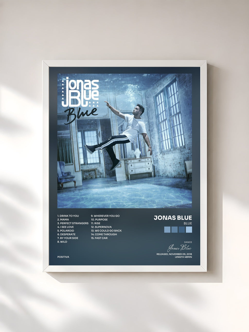 #blanc Blue di Jonas Blue in stampa incorniciata, cornice bianca, stampata e incorniciata in Francia