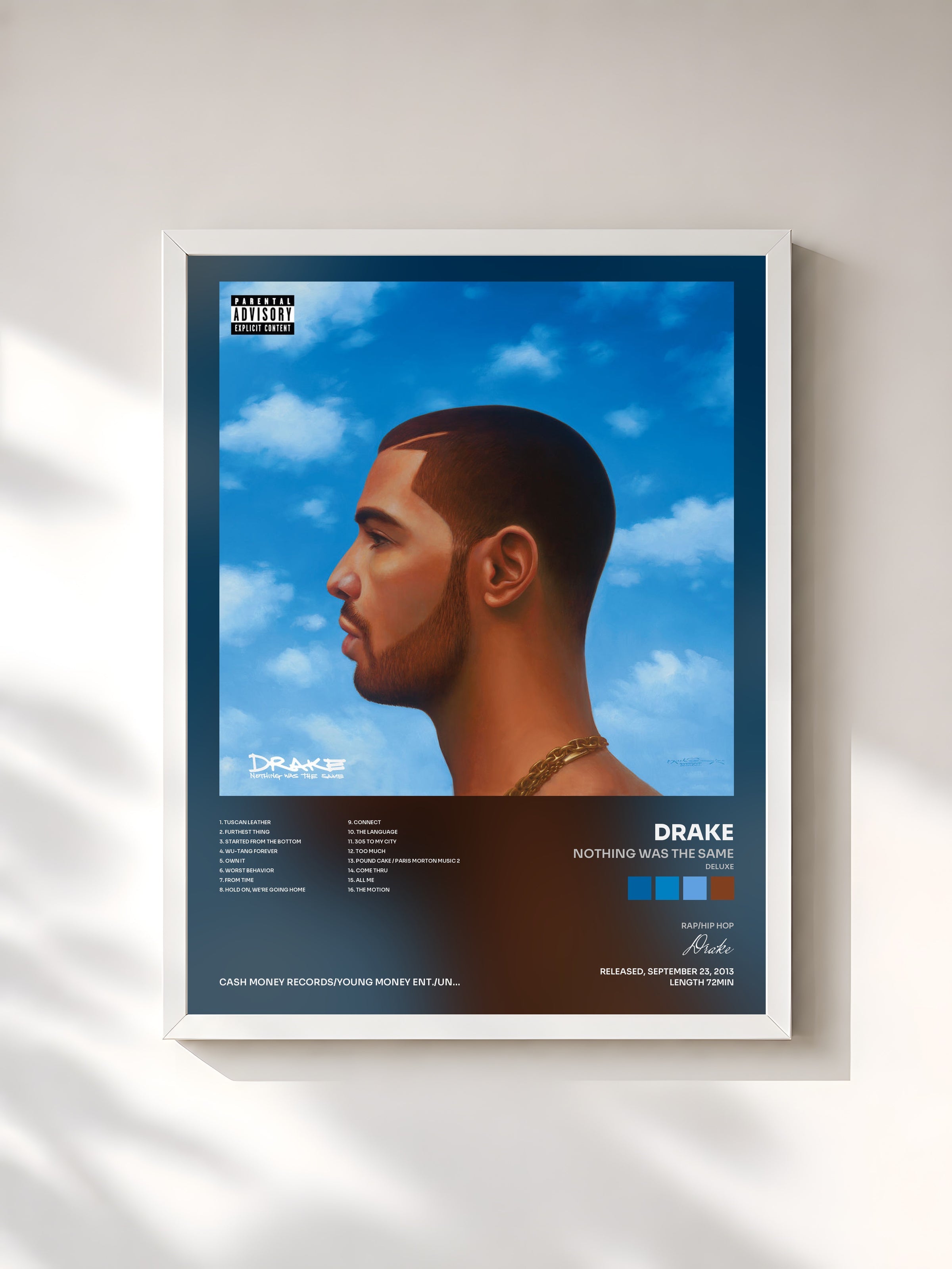 #blanc Nothing Was The Same (Deluxe) di Drake in stampa incorniciata, cornice bianca, stampata e incorniciata in Francia
