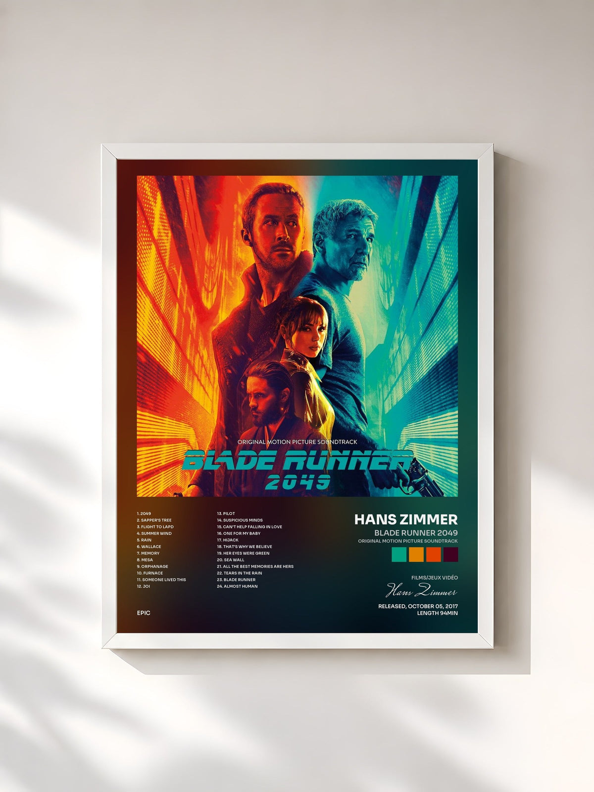 #blanc Tableau de l'album Blade Runner 2049 (Original Motion Picture Soundtrack) de Hans Zimmer, cadre blanc, imprimé et encadré en France