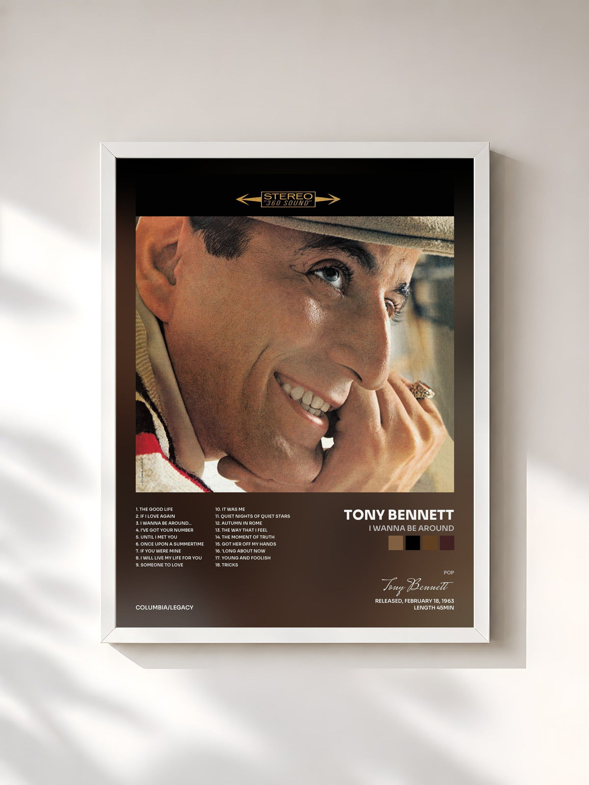 #blanc I Wanna Be Around di Tony Bennett in stampa incorniciata, cornice bianca, stampata e incorniciata in Francia
