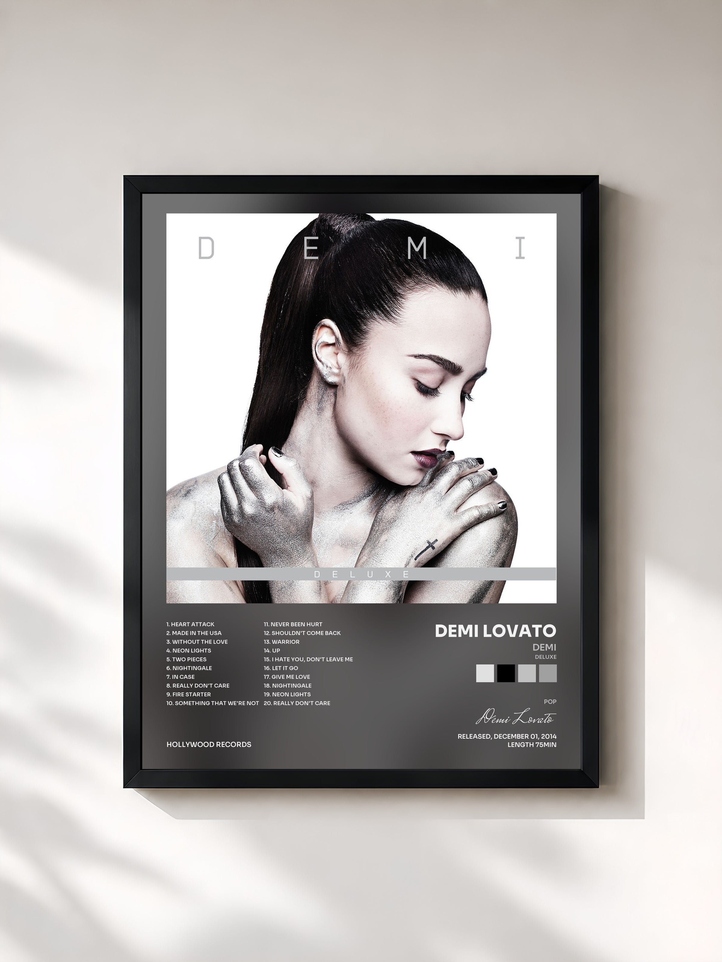 #noir Demi (Deluxe) by Demi Lovato as a framed art print, black frame, printed and framed in France