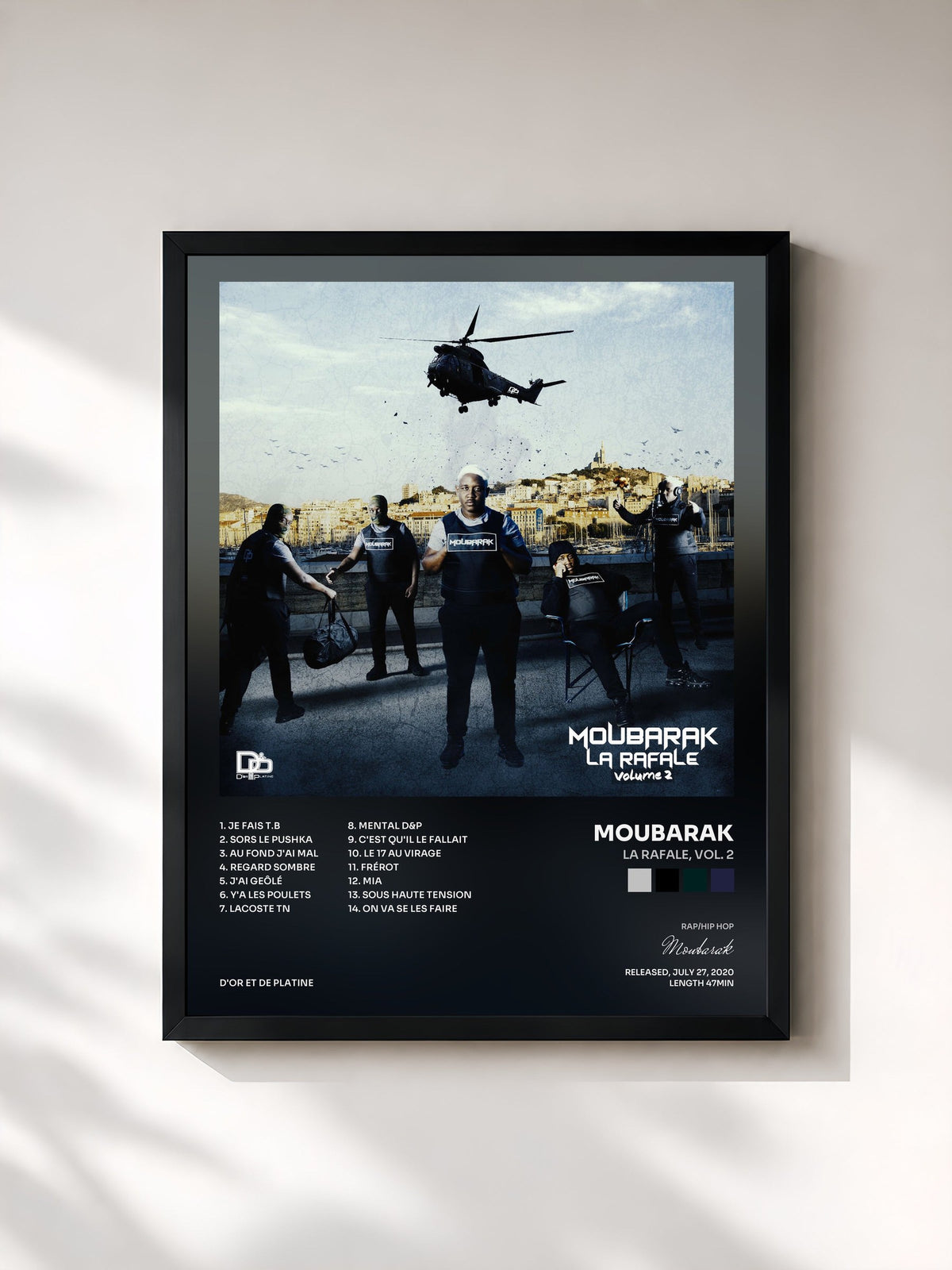 #noir Tableau de l'album La rafale, Vol. 2 de Moubarak, cadre noir, imprimé et encadré en France