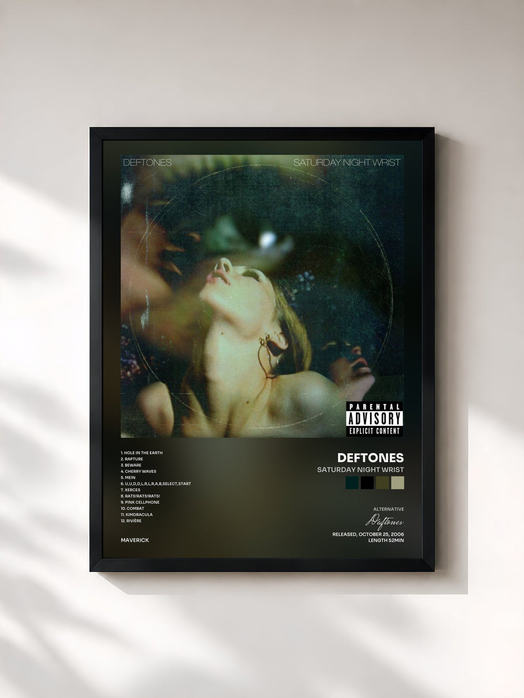 #noir Saturday Night Wrist by Deftones as a framed art print, black frame, printed and framed in France