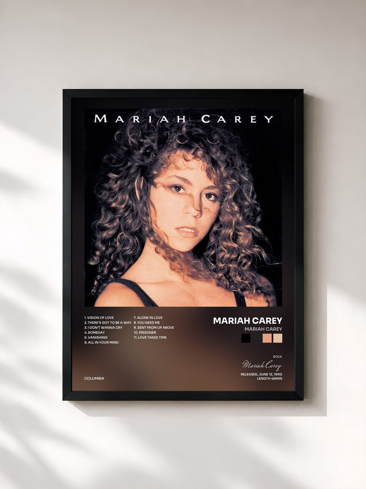 #noir Mariah Carey de Mariah Carey en lámina enmarcada, marco negro, impresa y enmarcada en Francia
