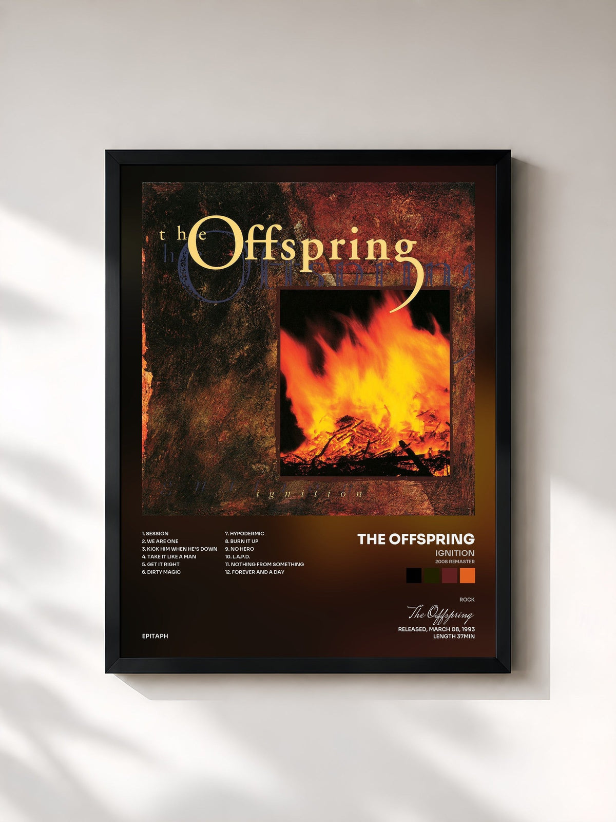 #noir Tableau de l'album Ignition (2008 Remaster) de The Offspring, cadre noir, imprimé et encadré en France