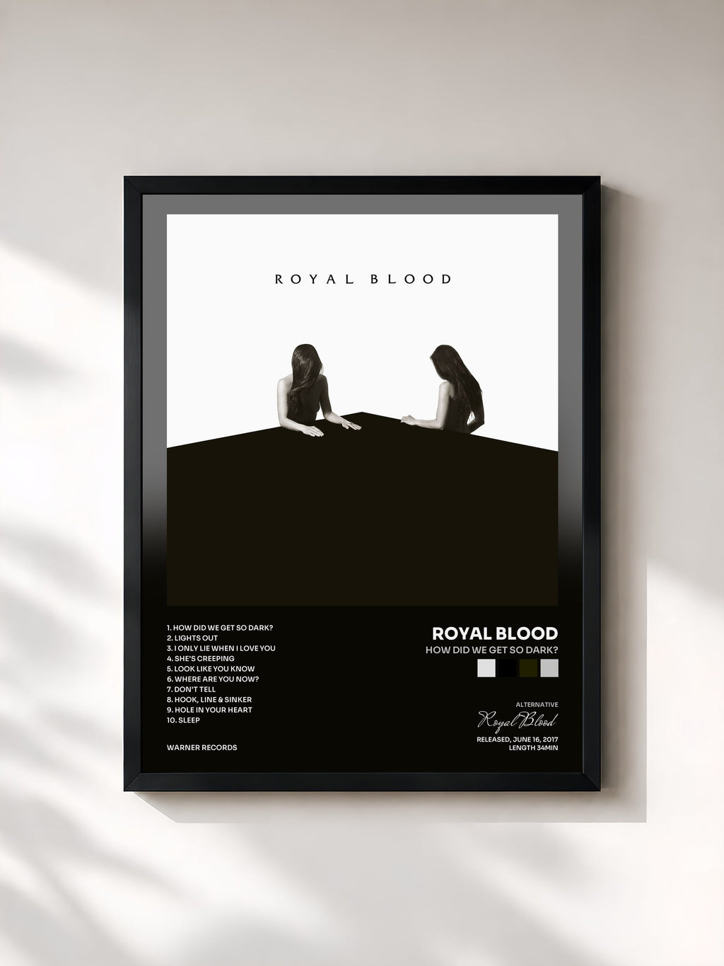 #noir How Did We Get So Dark? de Royal Blood en lámina enmarcada, marco negro, impresa y enmarcada en Francia