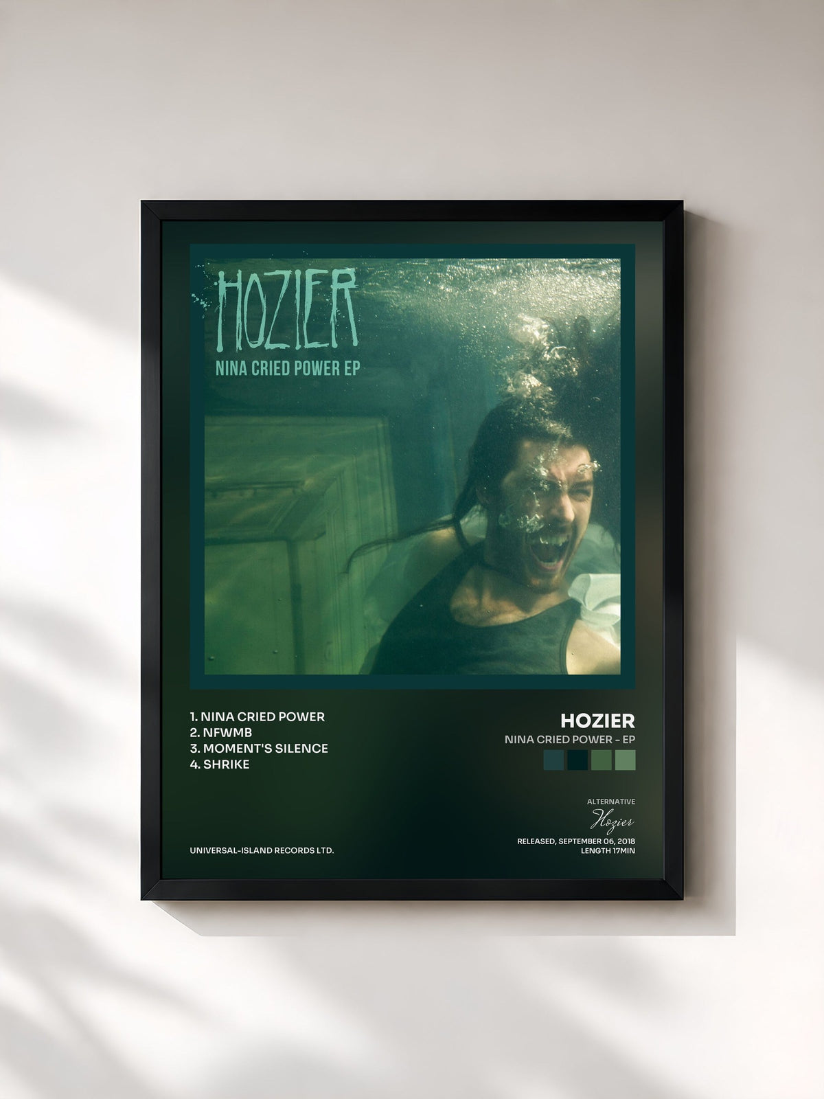 #noir Tableau de l'album Nina Cried Power - EP de Hozier, cadre noir, imprimé et encadré en France