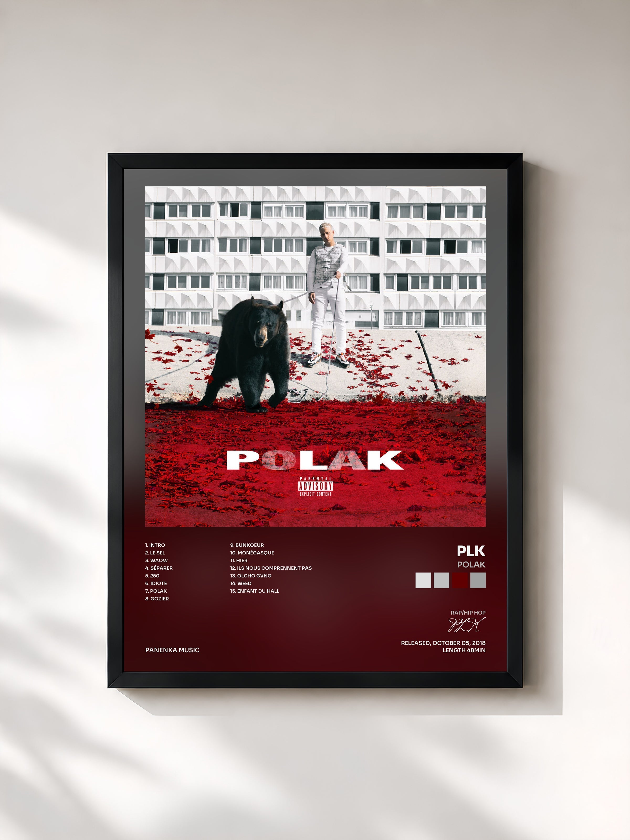 #noir Tableau de l'album Polak de PLK, cadre noir, imprimé et encadré en France