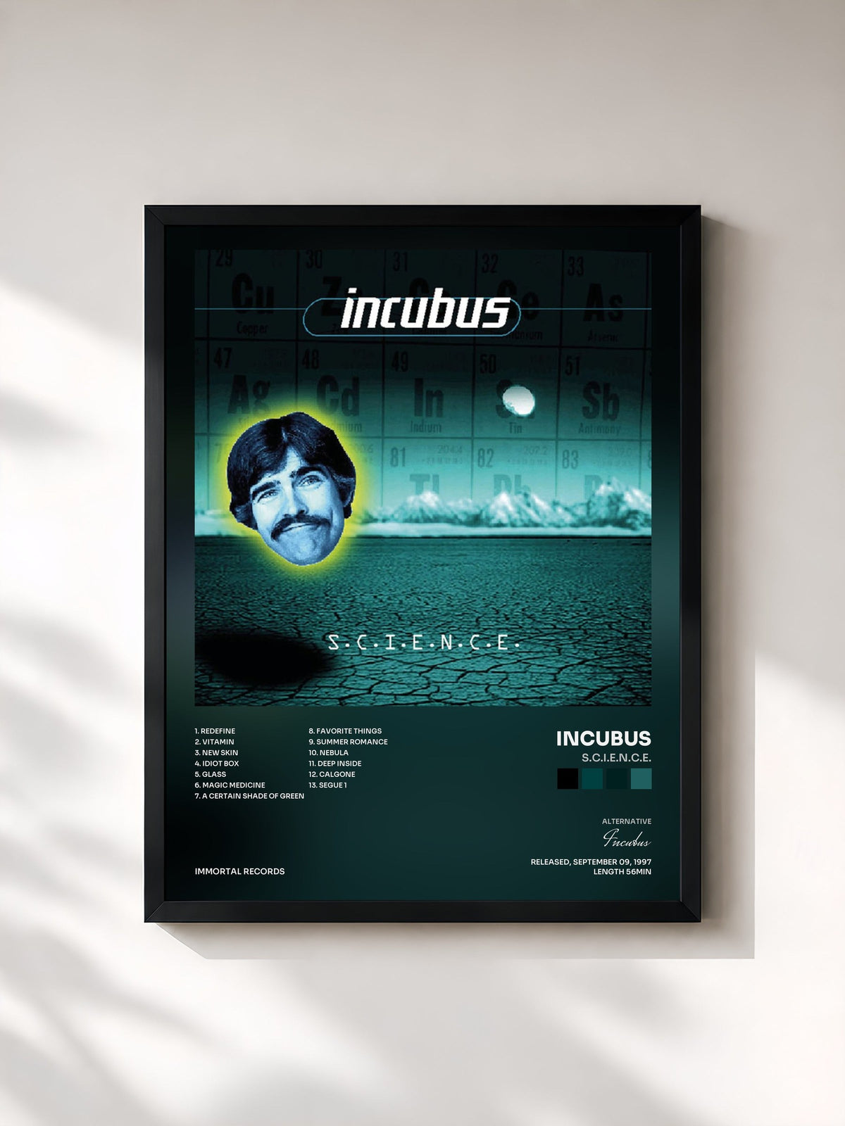 #noir S.C.I.E.N.C.E. de Incubus en lámina enmarcada, marco negro, impresa y enmarcada en Francia