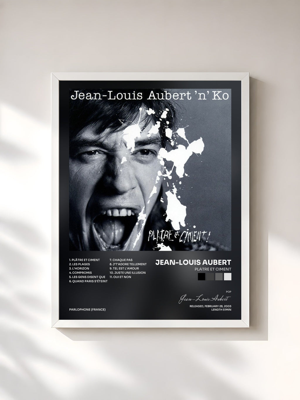 #blanc platre et ciment de Jean-Louis Aubert en lámina enmarcada, marco blanco, impresa y enmarcada en Francia