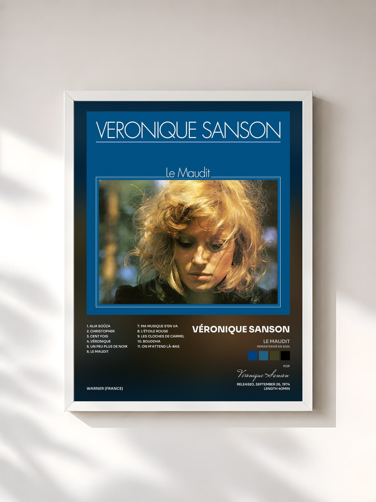 #blanc Le Maudit (Remasterisé en 2024) di Véronique Sanson in stampa incorniciata, cornice bianca, stampata e incorniciata in Francia