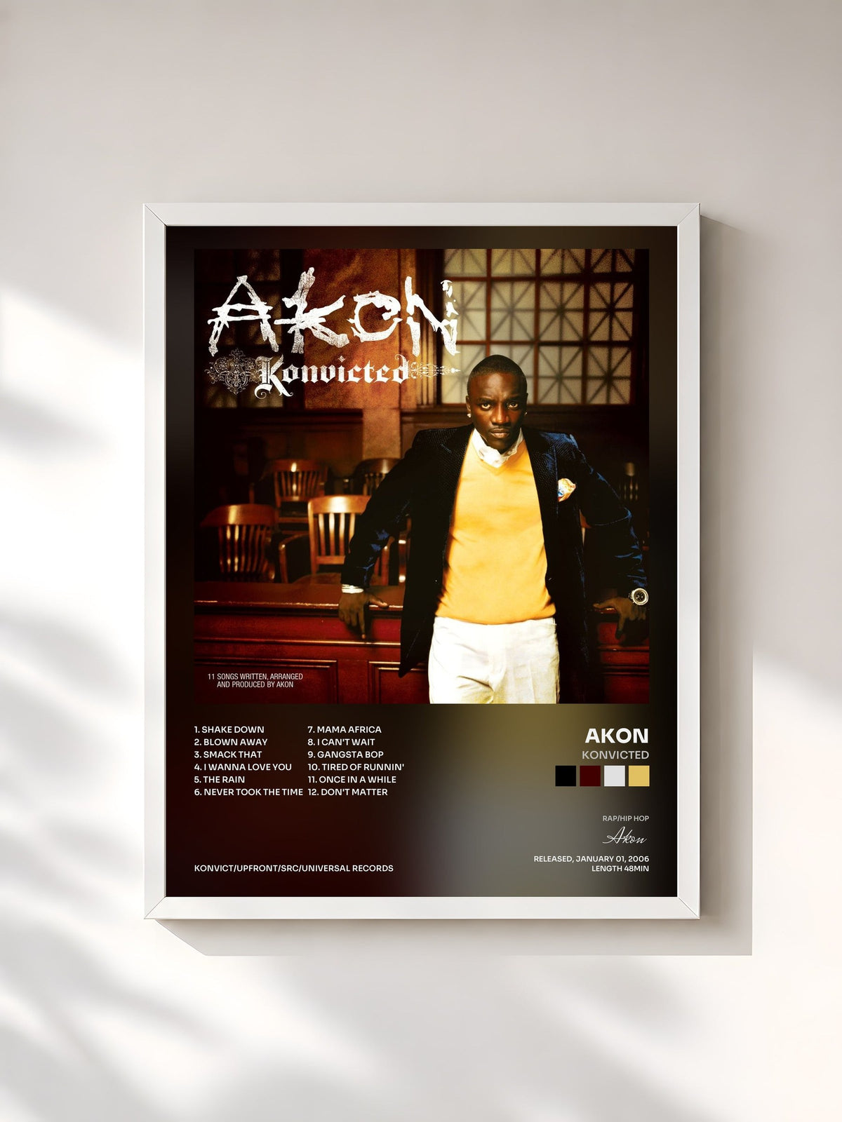 #blanc Konvicted by Akon as a framed art print, white frame, printed and framed in France