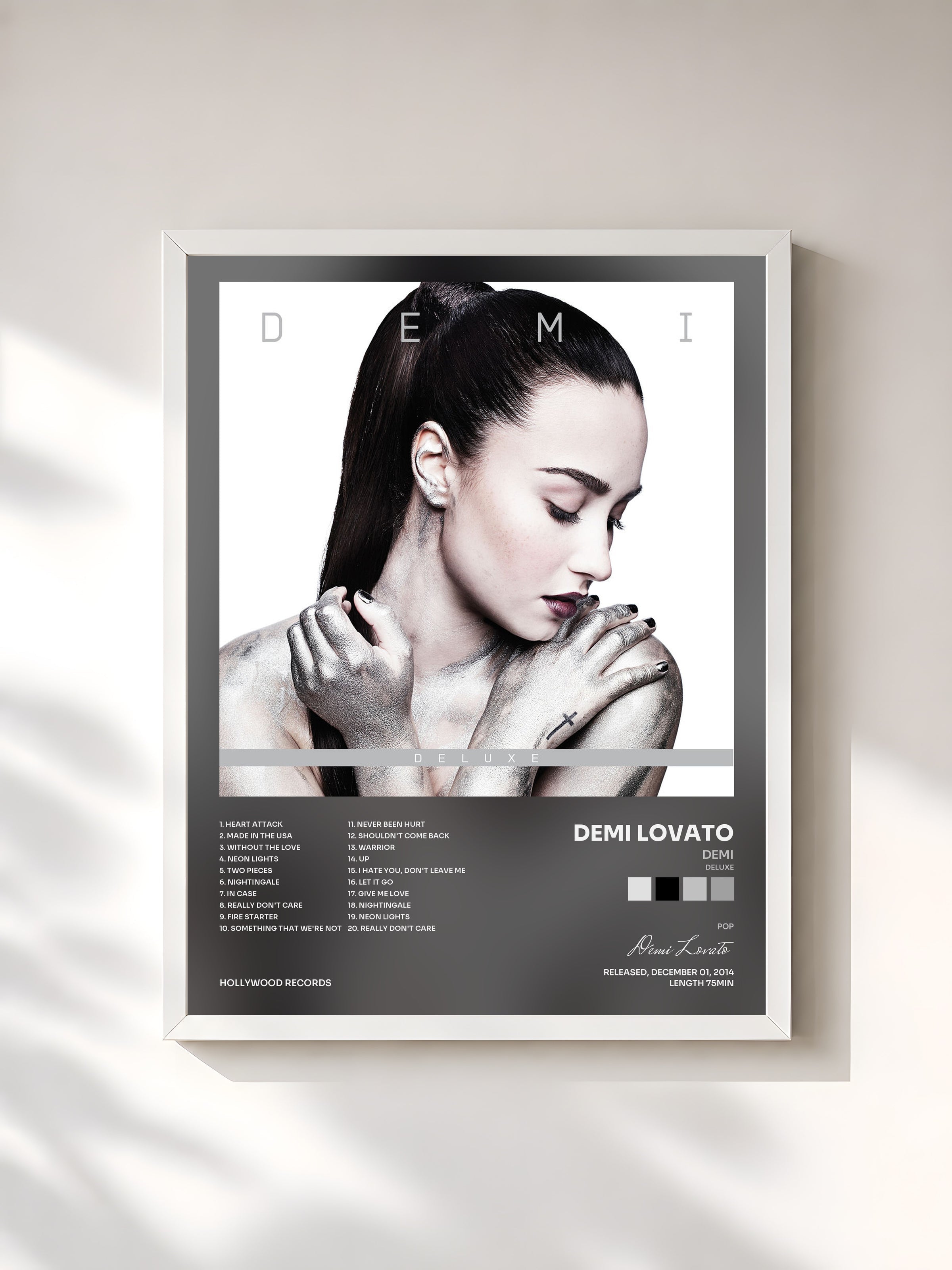 #blanc Demi (Deluxe) by Demi Lovato as a framed art print, white frame, printed and framed in France
