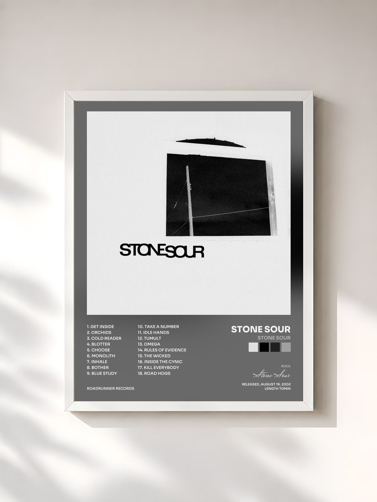 #blanc Tableau de l'album Stone Sour de Stone Sour, cadre blanc, imprimé et encadré en France