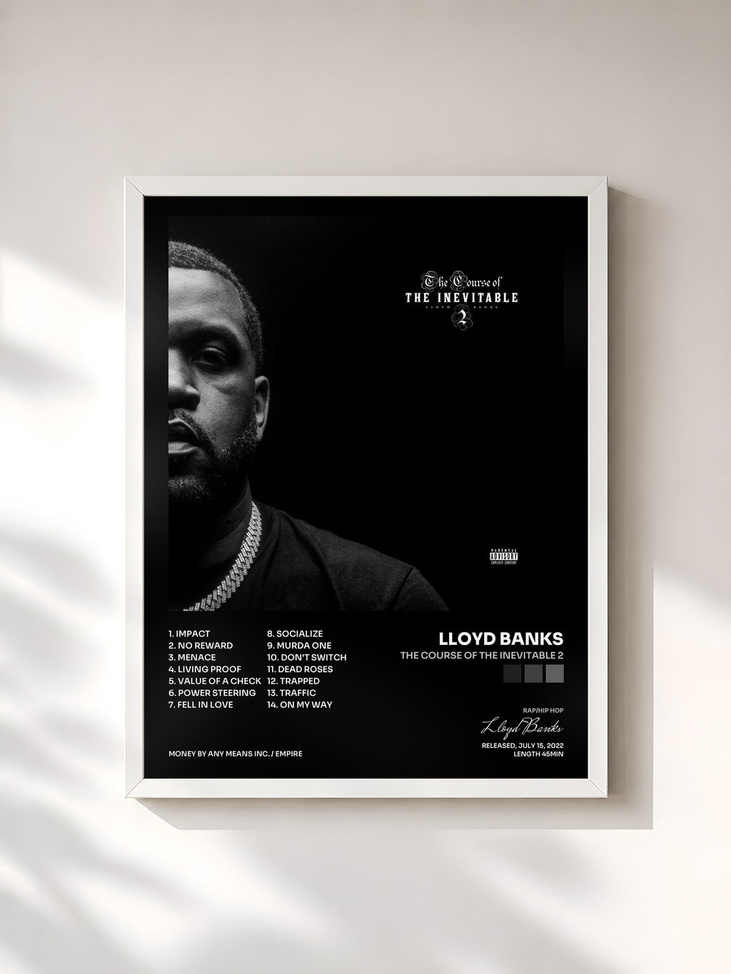 #blanc The Course of the Inevitable 2 di Lloyd Banks in stampa incorniciata, cornice bianca, stampata e incorniciata in Francia