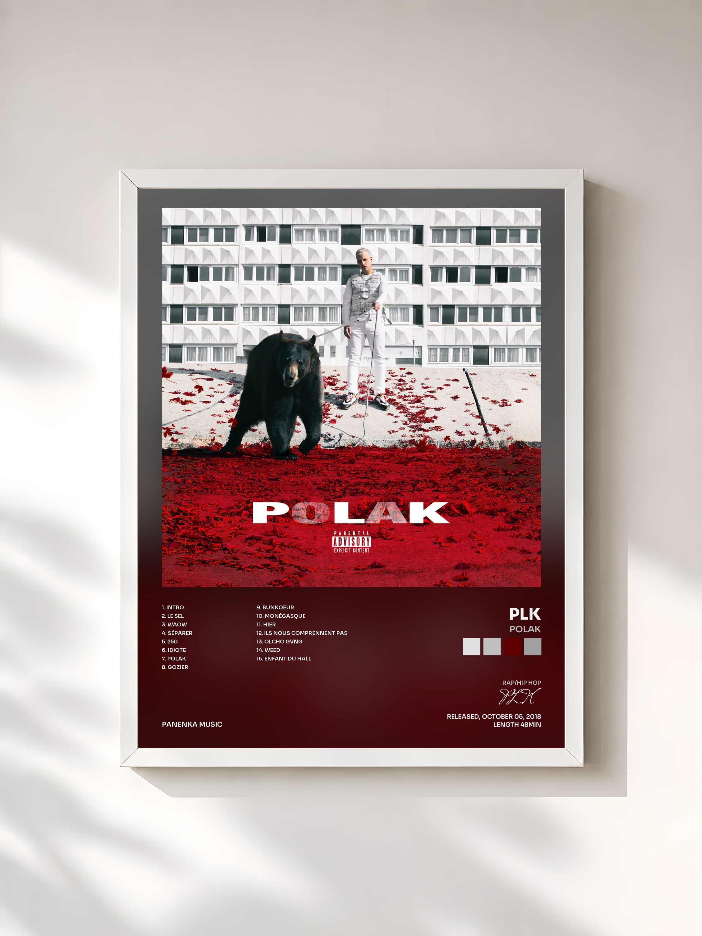 #blanc Tableau de l'album Polak de PLK, cadre blanc, imprimé et encadré en France