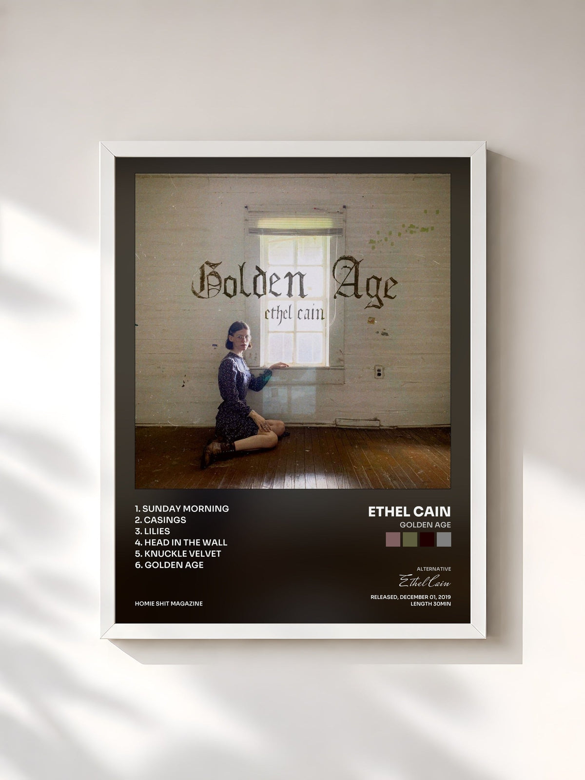 #blanc Golden Age by Ethel Cain as a framed art print, white frame, printed and framed in France