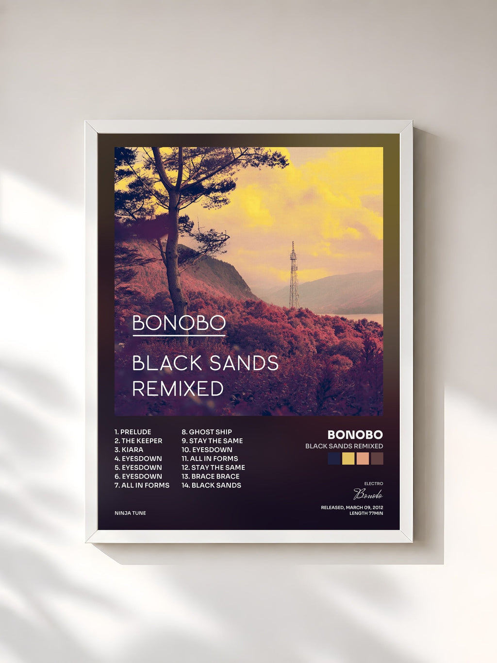 #blanc Black Sands Remixed von Bonobo als gerahmter Kunstdruck, weißer Rahmen, gedruckt und gerahmt in Frankreich