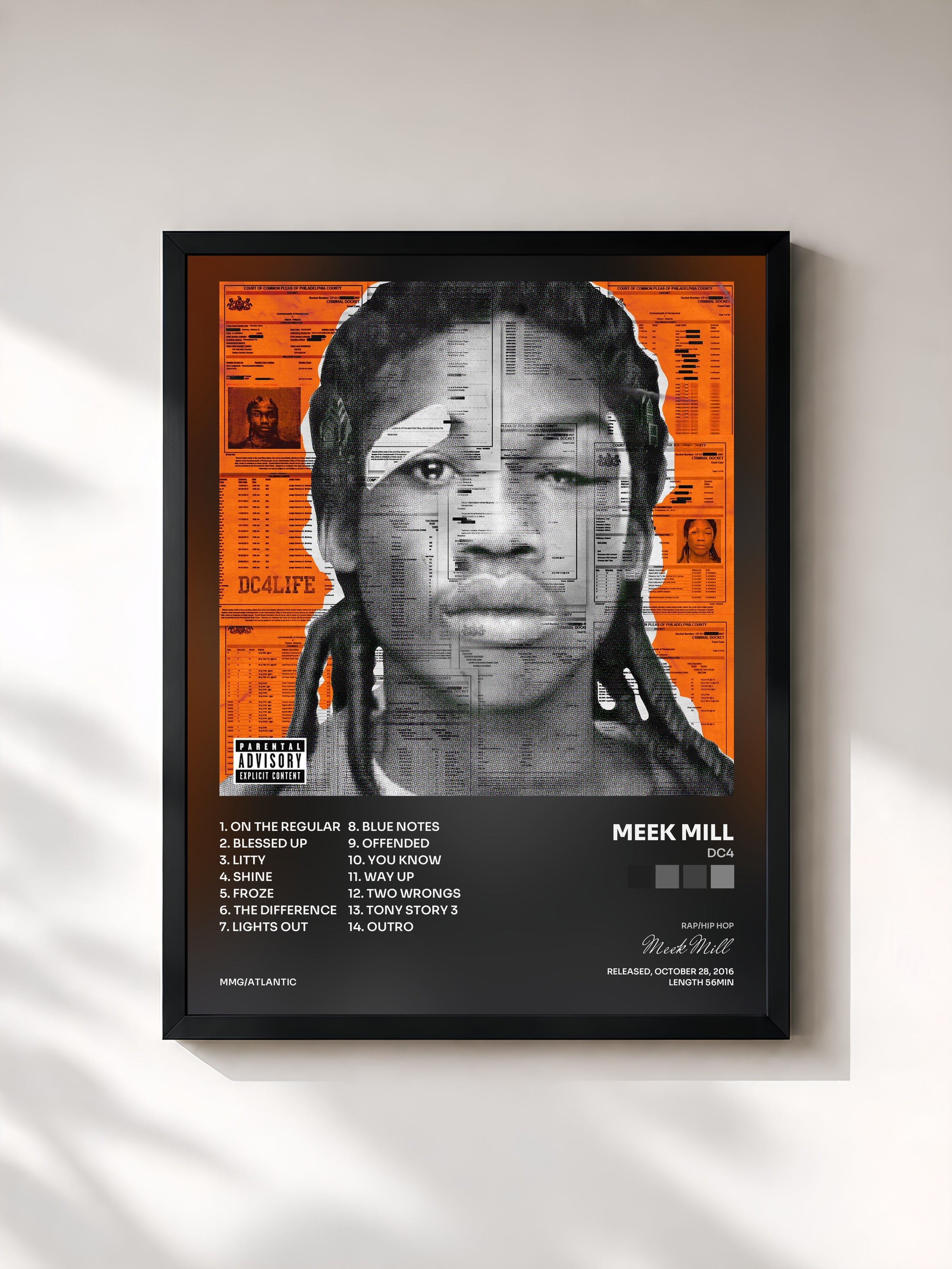 #noir DC4 by Meek Mill as a framed art print, black frame, printed and framed in France