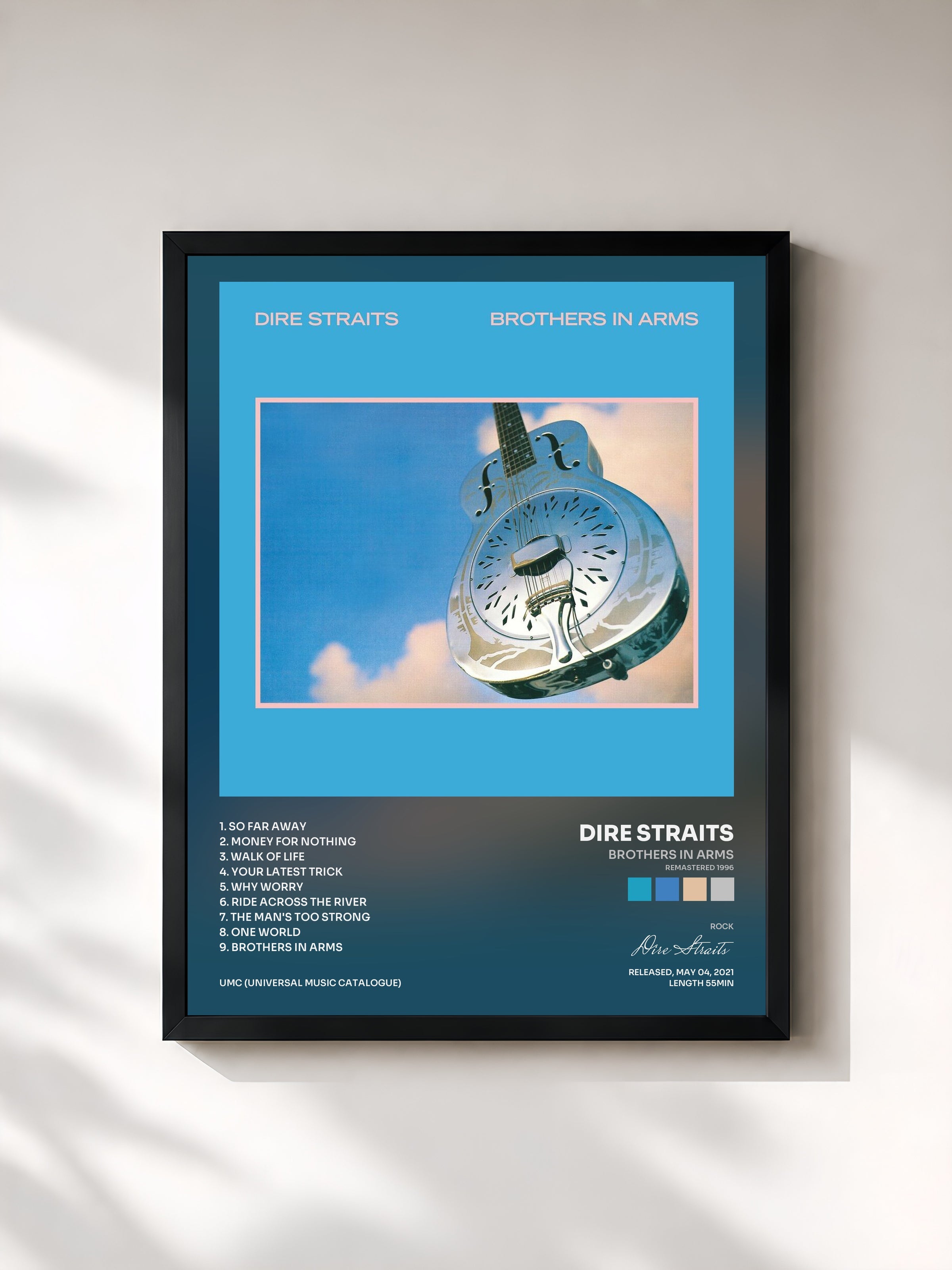 #noir Brothers In Arms (Remastered 1996) by Dire Straits as a framed art print, black frame, printed and framed in France