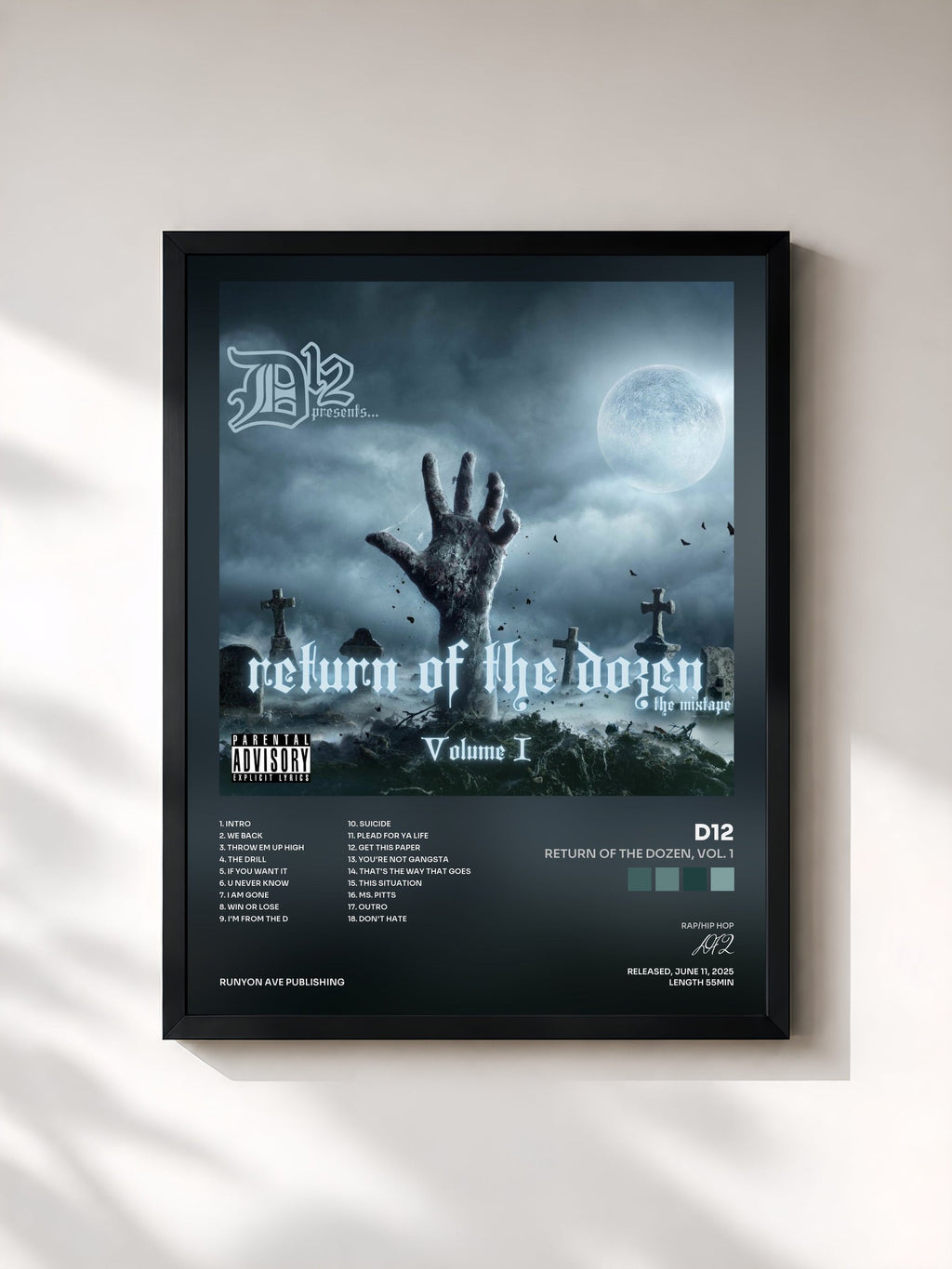 #noir Return of the Dozen, Vol. 1 by D12 as a framed art print, black frame, printed and framed in France