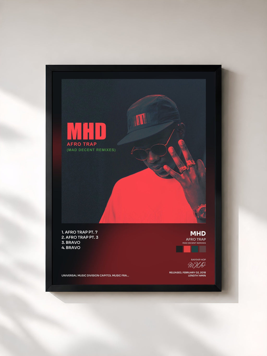 #noir Afro Trap (Mad Decent Remixes) di MHD in stampa incorniciata, cornice nera, stampata e incorniciata in Francia