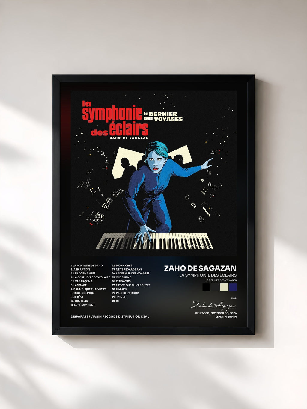 #noir La symphonie des éclairs (Le dernier des voyages) de Zaho de Sagazan en lámina enmarcada, marco negro, impresa y enmarcada en Francia