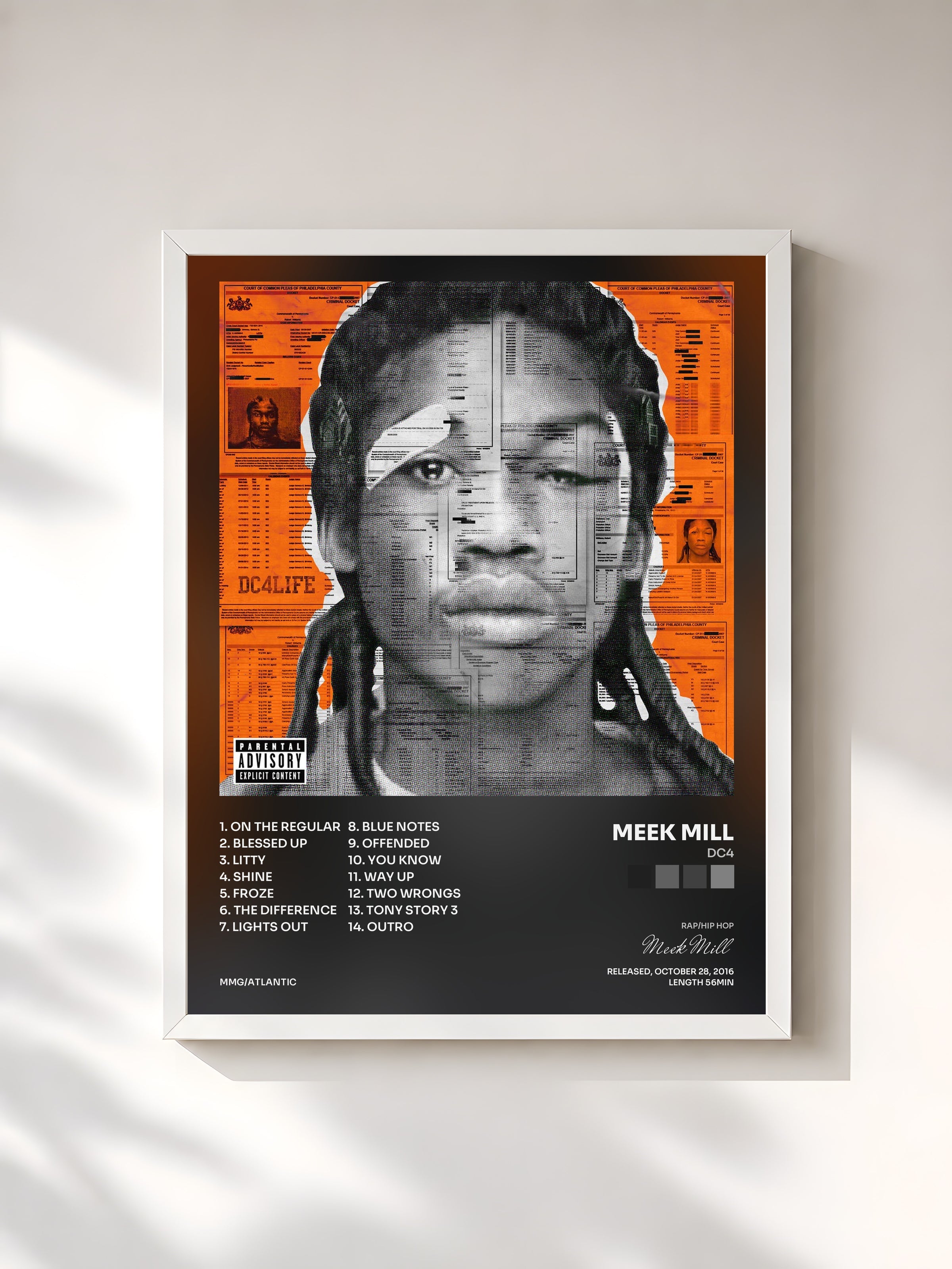 #blanc DC4 by Meek Mill as a framed art print, white frame, printed and framed in France